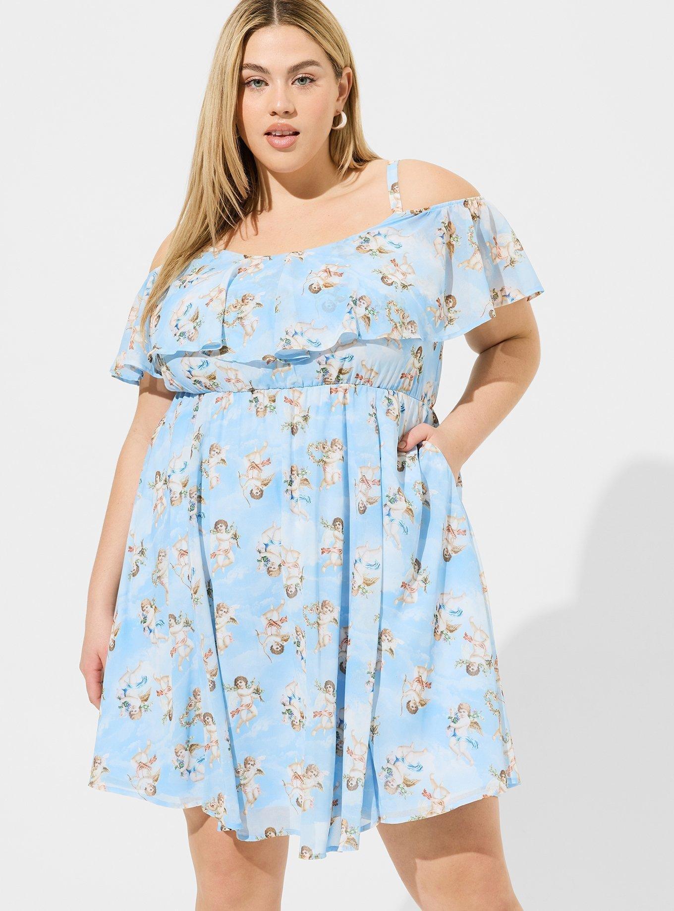 TORRID Mini Rayon Slub Puff Sleeve Skater Dress