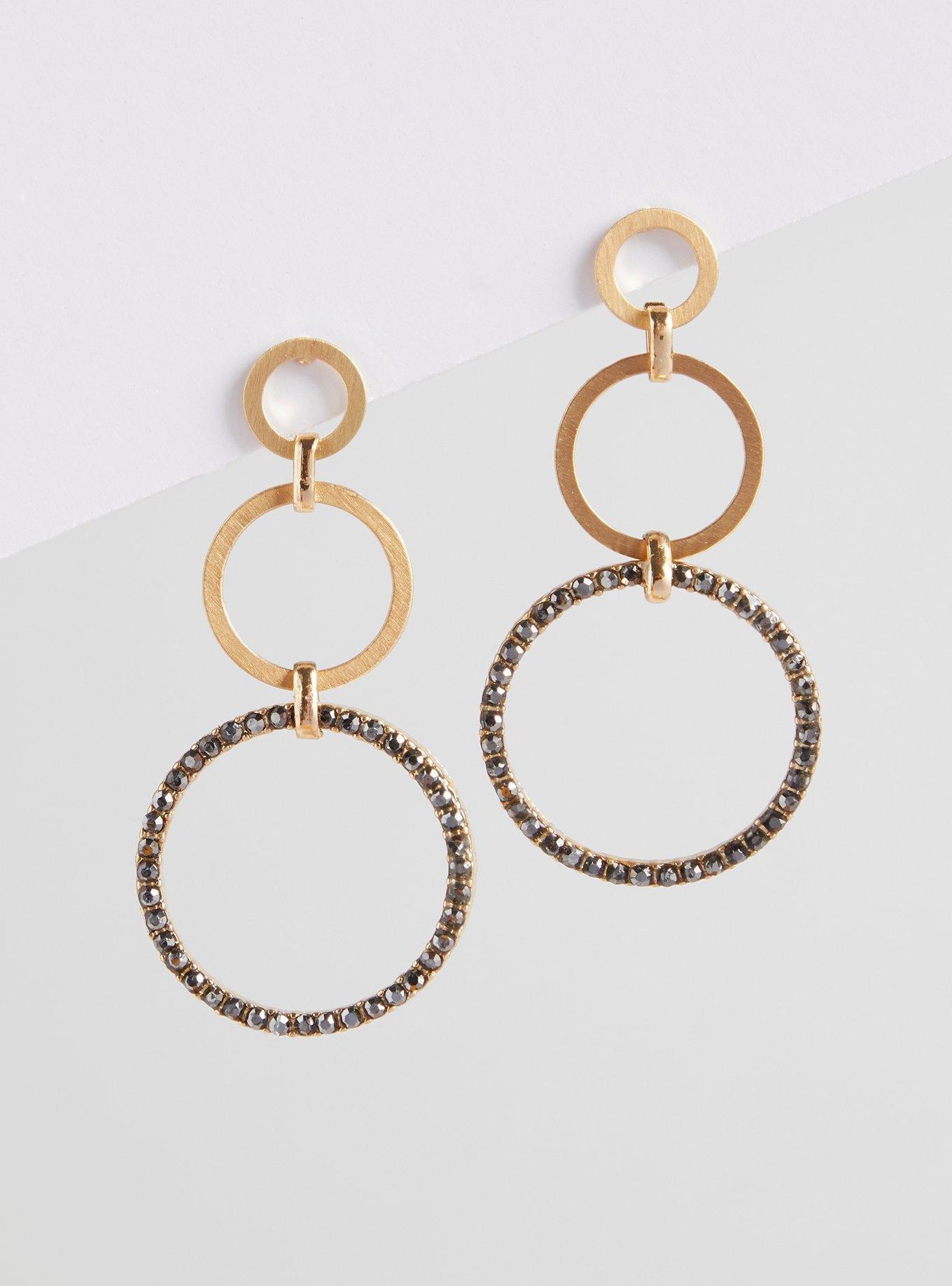 Plus Size - Pave Triple Circle Drop Earring - Torrid