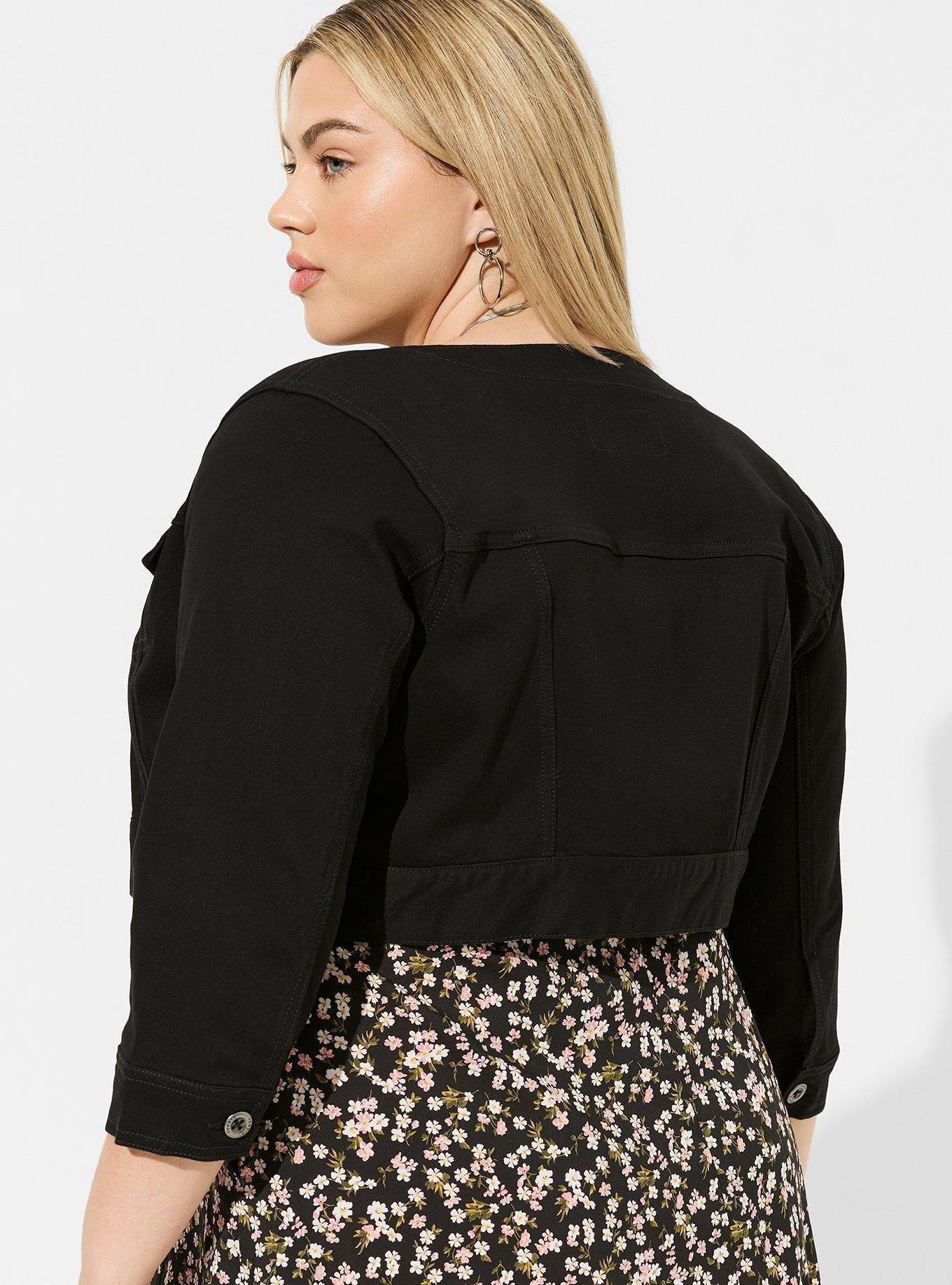 Full Size Cropped  Denim Jacket Plus Size