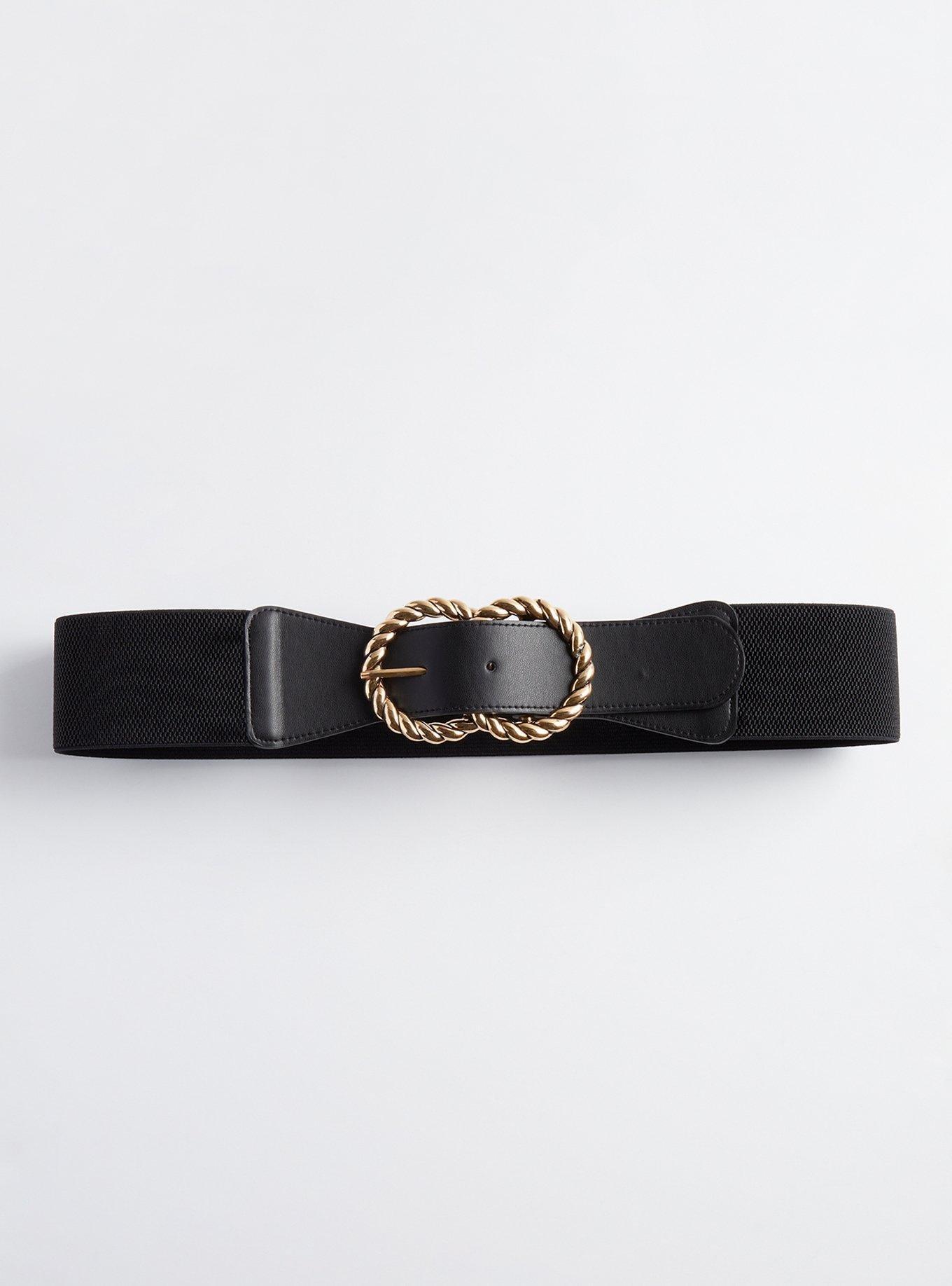 Buy ELASTICATED METAL-BUCKLE BLACK NARROW BELT for Women Online in