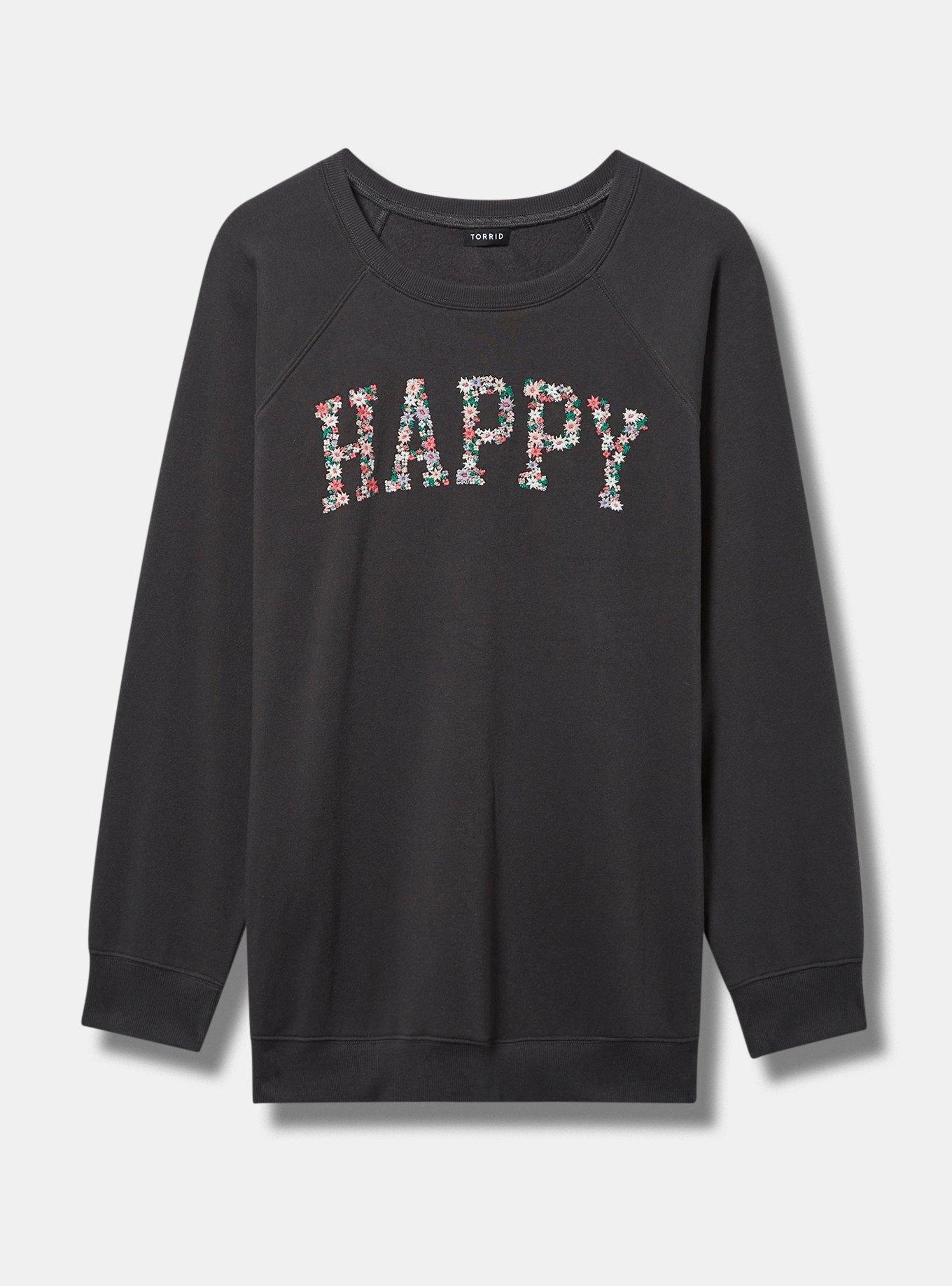 Plus Size Happy Cozy Fleece Embroidered Sweatshirt Torrid