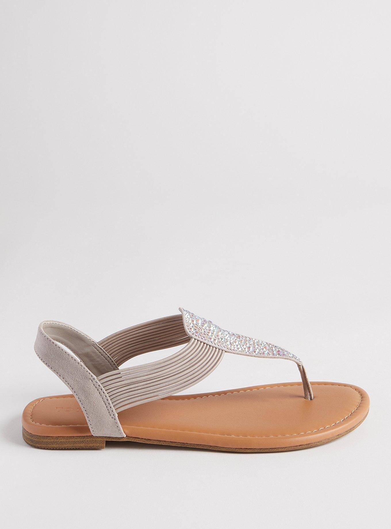 Plus Size - Gold Rhinestone T-Strap Sandal (Wide Width) - Torrid