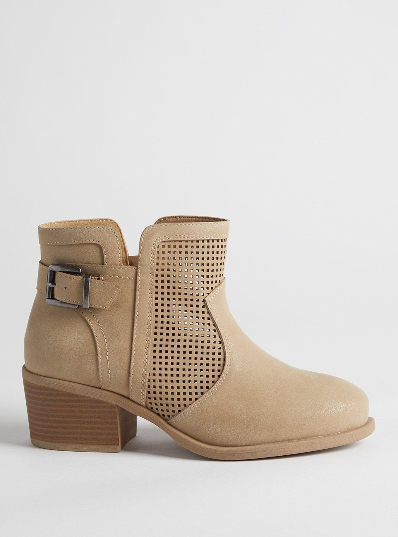 Perforated Buckle Ankle Bootie (WW