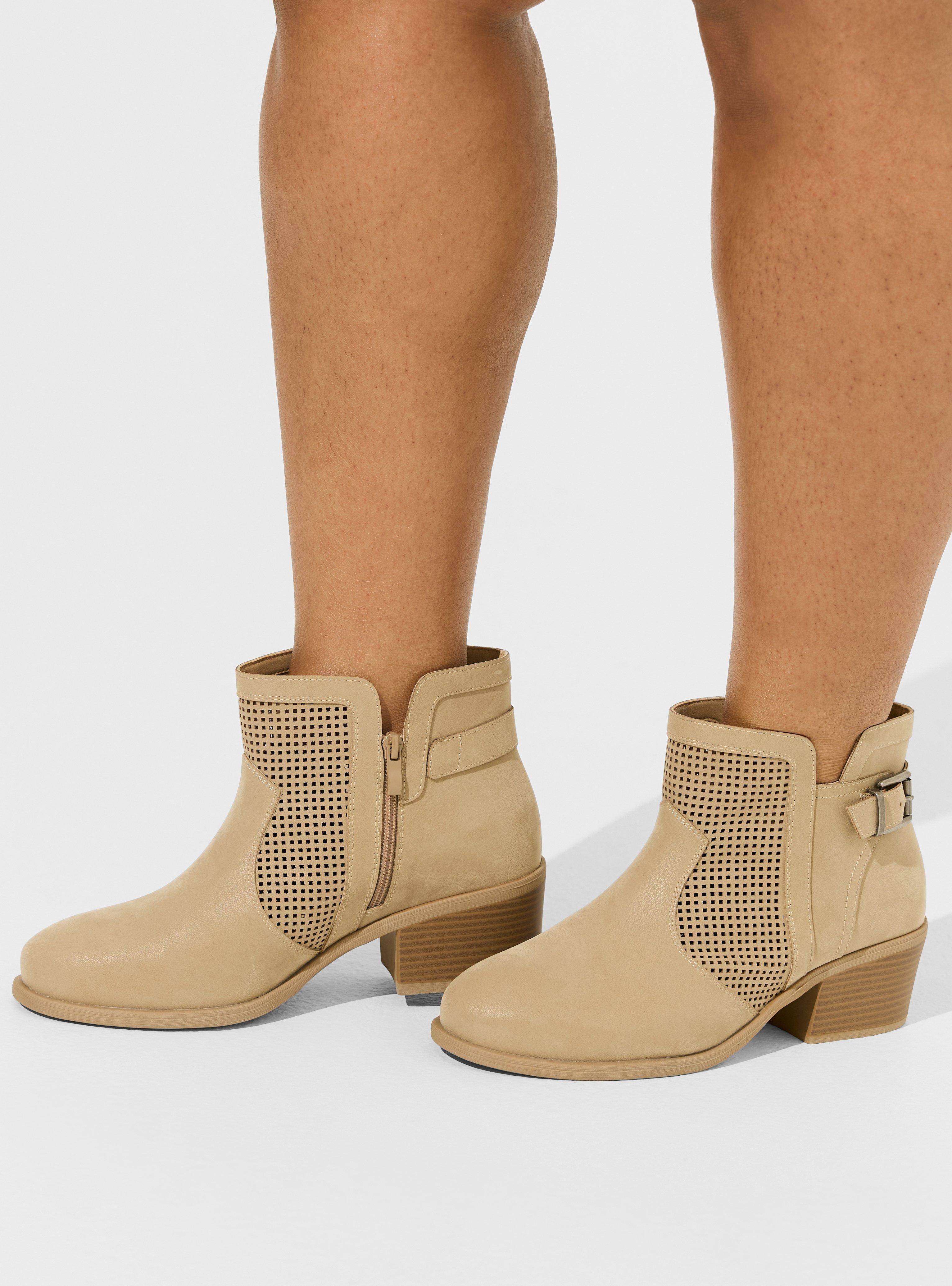 Perforated Buckle Ankle Bootie (WW