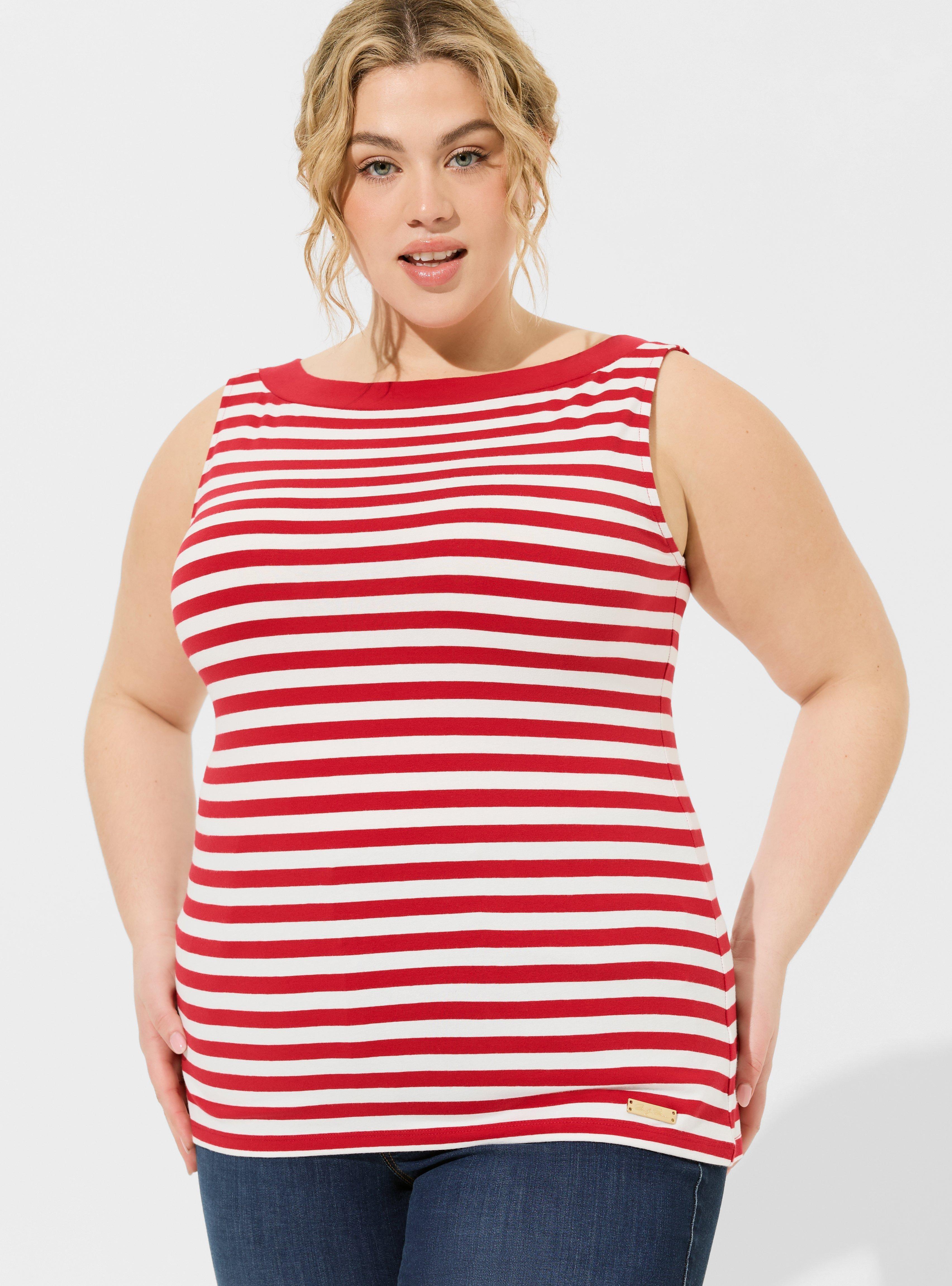 Zoey Sleevless Red Striped Chevron Top main image 0