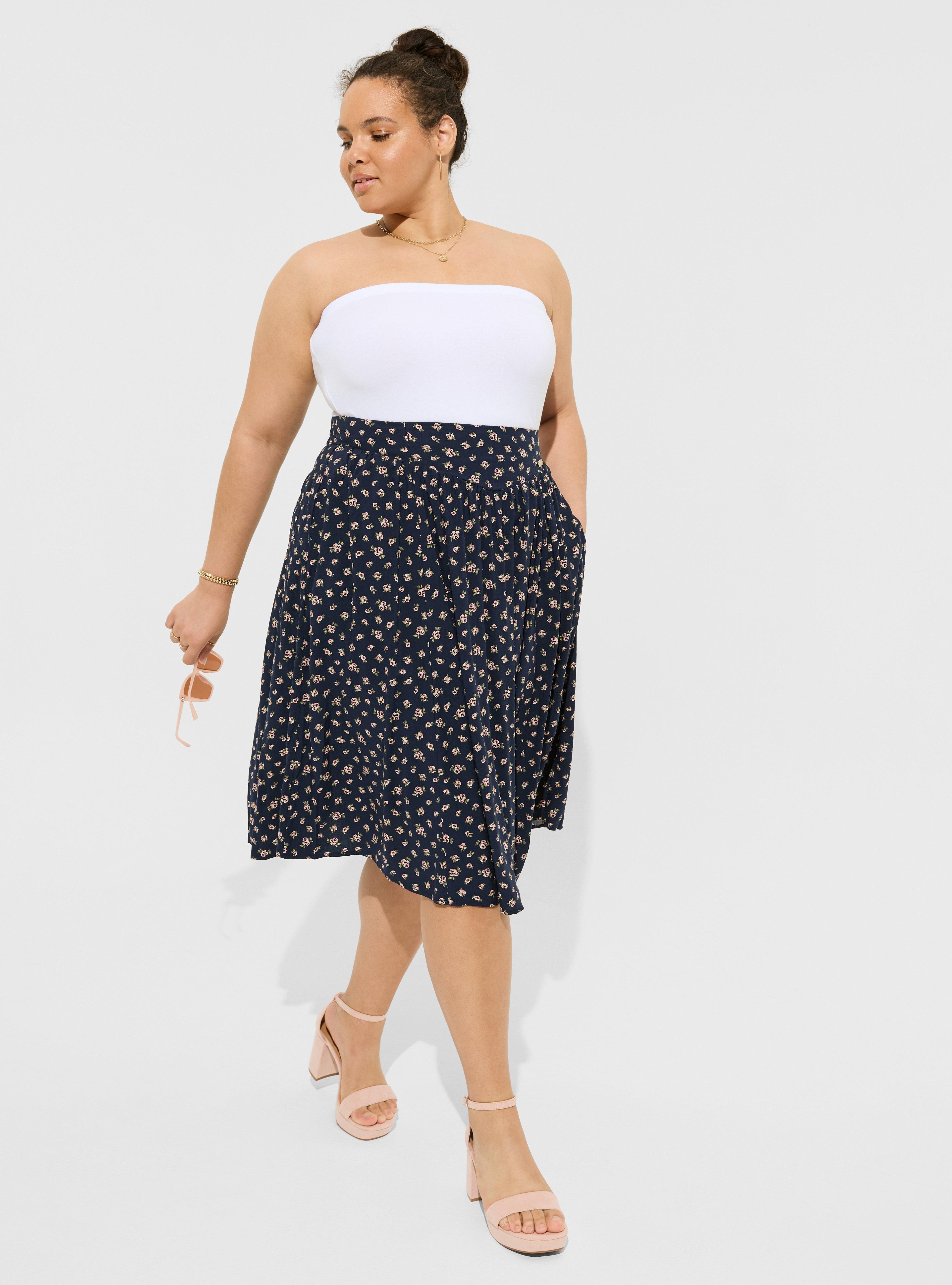 Plus Size Marilyn Monroe High Waisted Pull On Midi Skirt Torrid