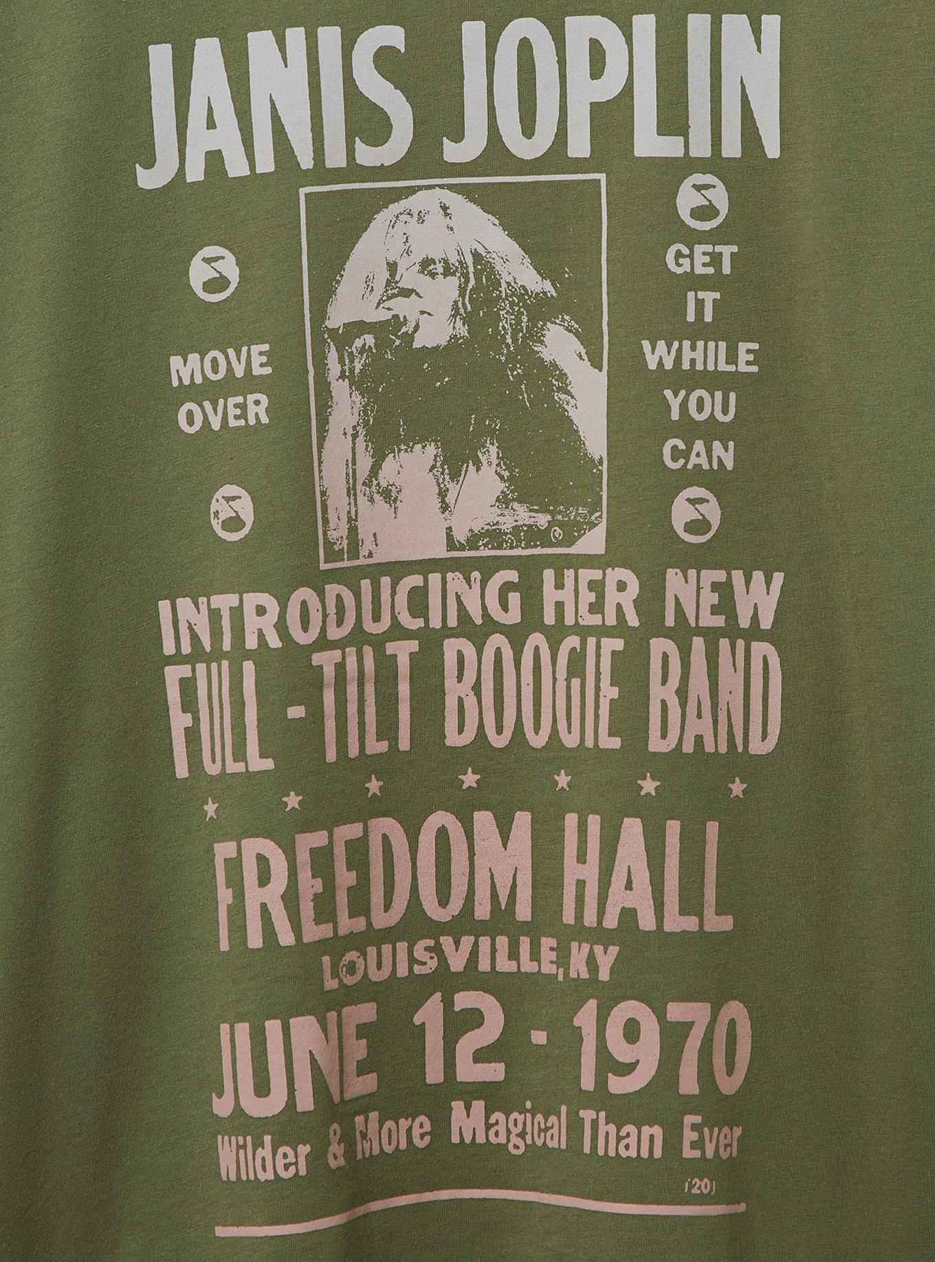 Janis Joplin Classic Fit Cotton Roll Sleeve Tee, OLIVINE, alternate