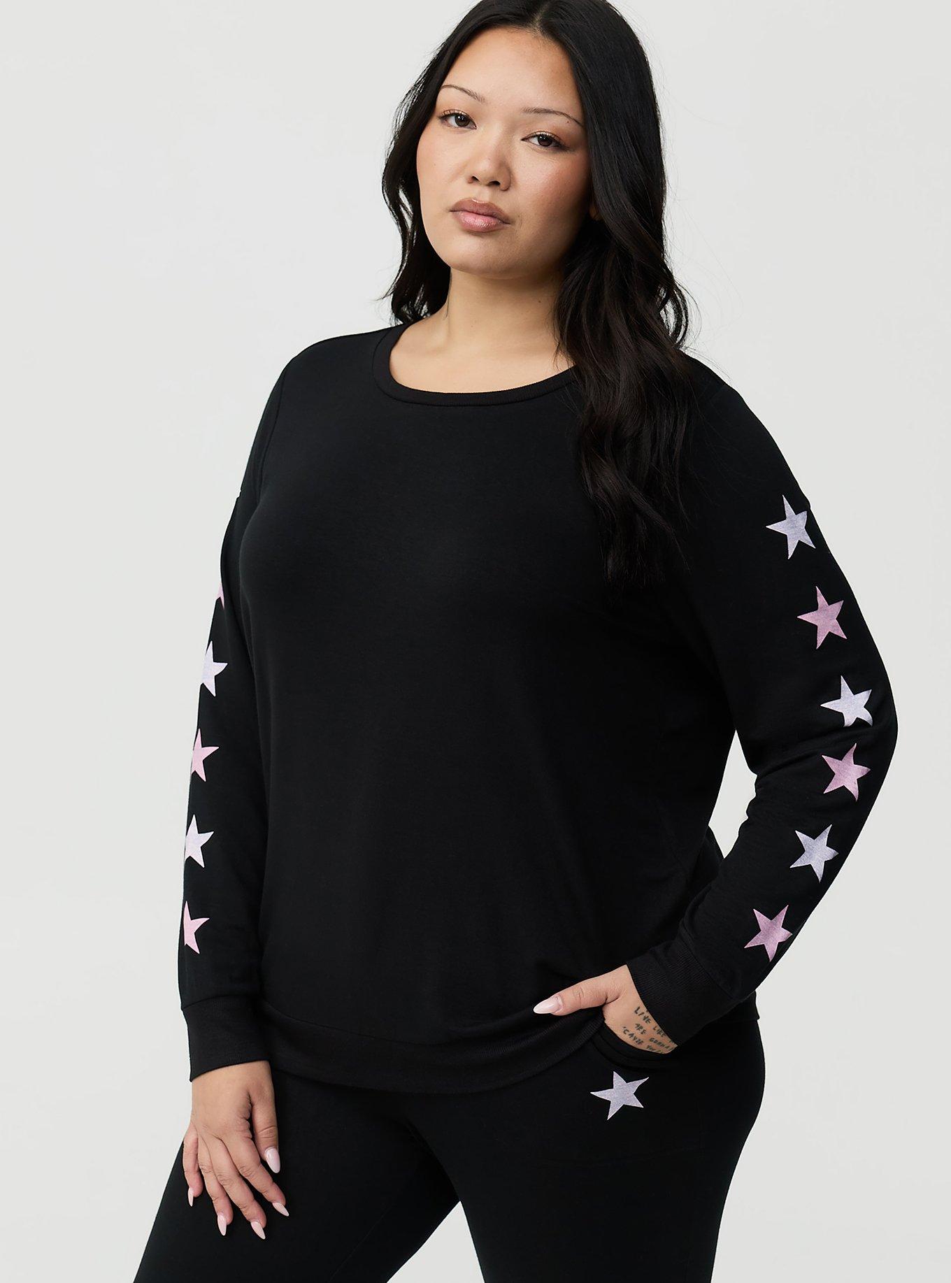 Plus Size French Terry Pullover Lounge Sweatshirt, PINK STARRY, hi-res