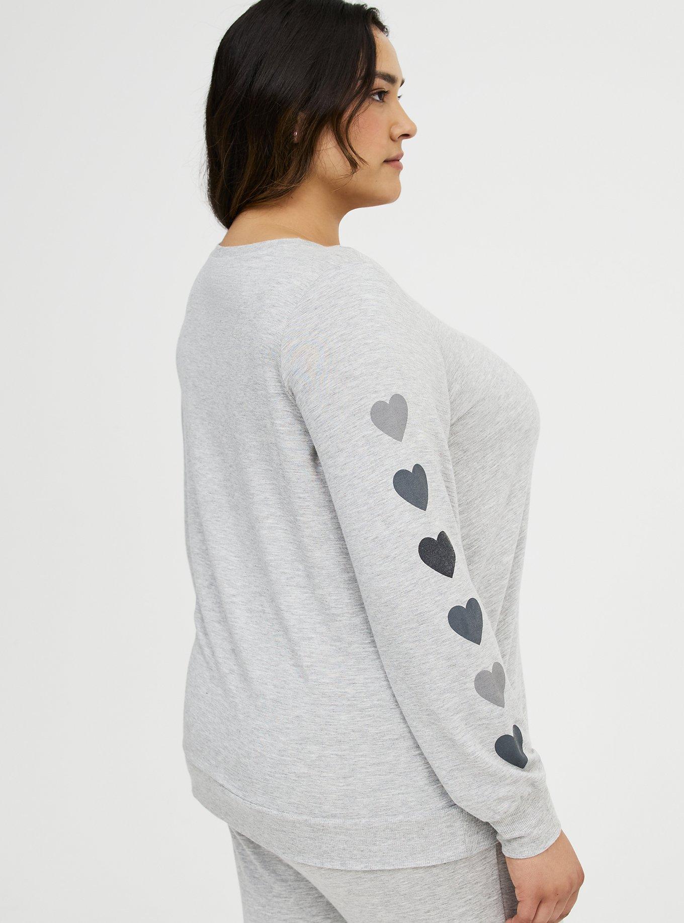 French Terry Pullover Lounge Sweatshirt, SOFT HEART, alternate