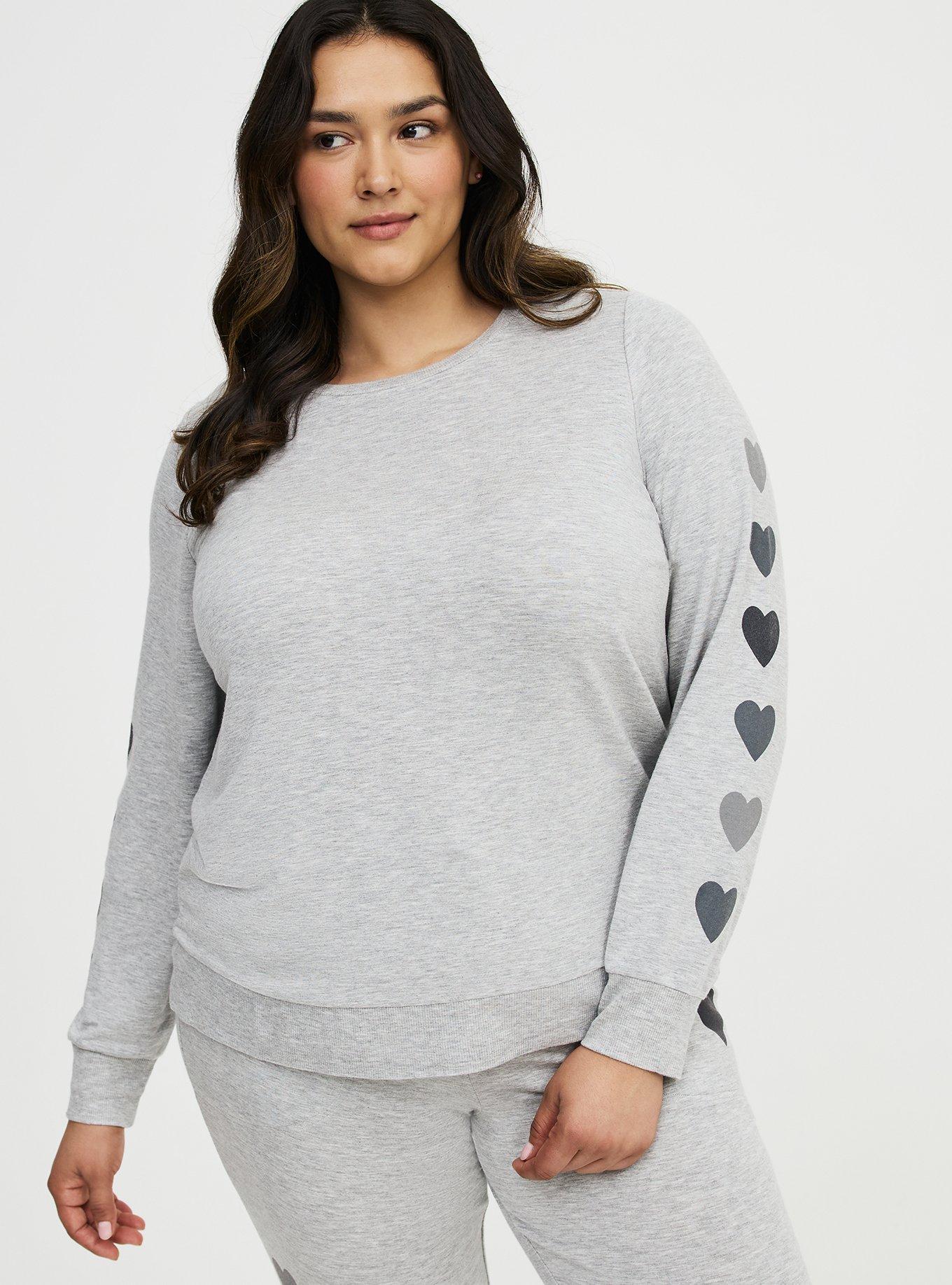 French Terry Pullover Lounge Sweatshirt, SOFT HEART, alternate