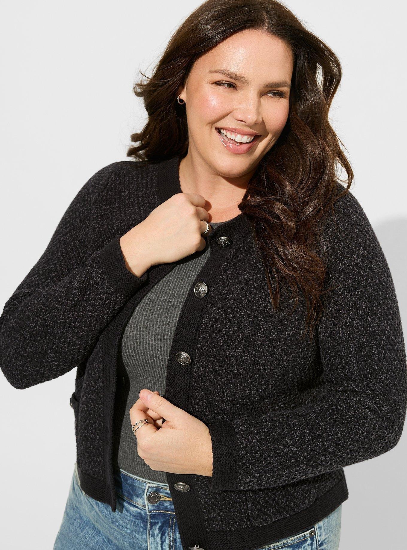 Plus size shop black cardigan sweater