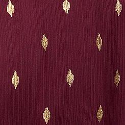 Ruffle Neckline Maxi Dress, MAROON BANNER, swatch
