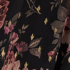 Ruffle Neckline Maxi Dress, BALLET FLORAL DEEP BLACK LUREX DOT, swatch