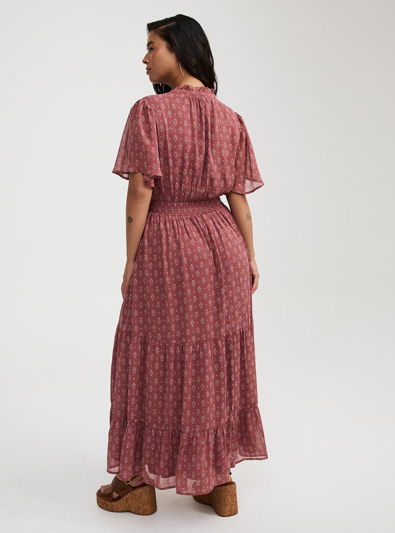 Ruffle Neckline Maxi Dress
