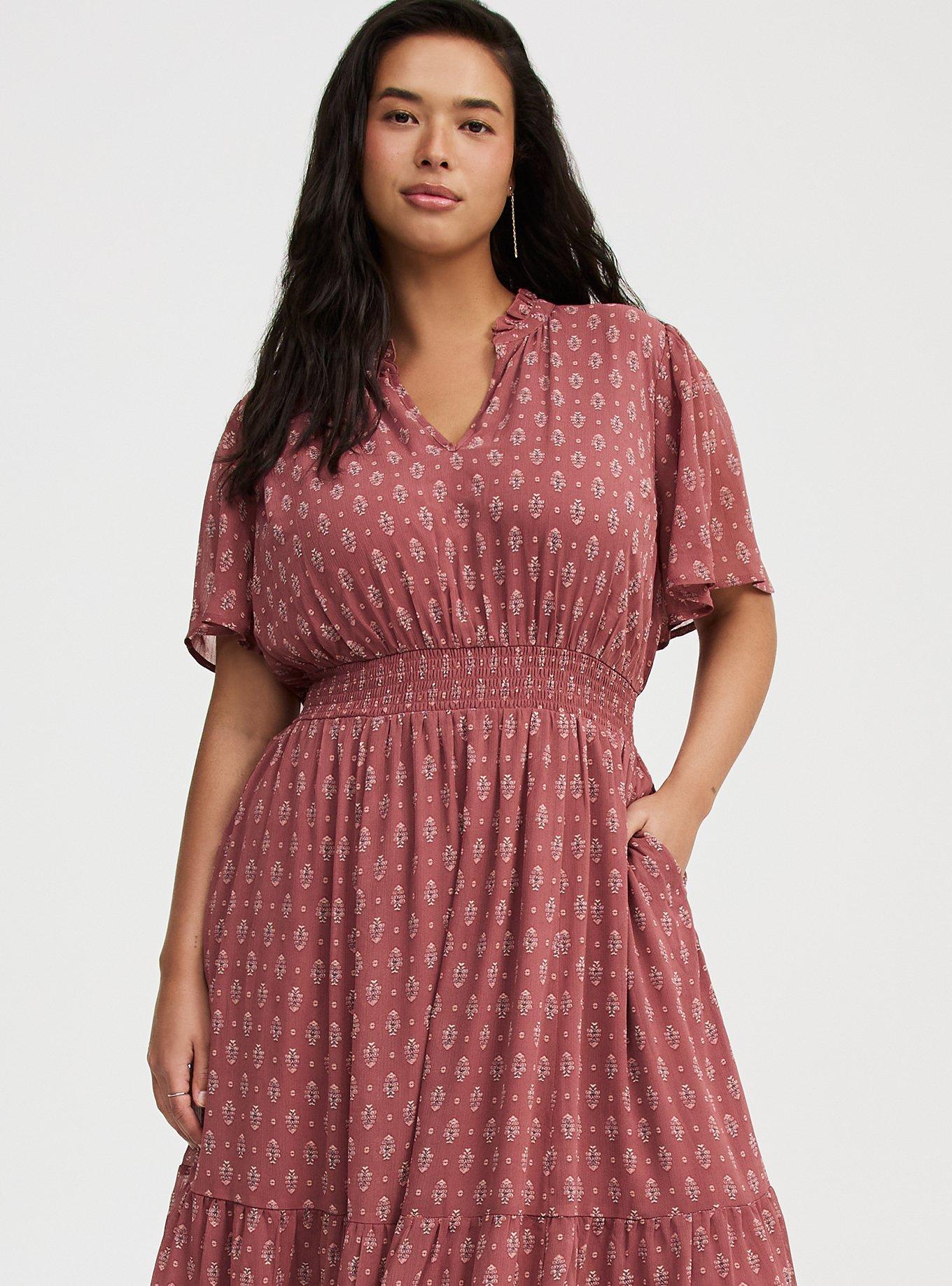 Ruffle Neckline Maxi Dress