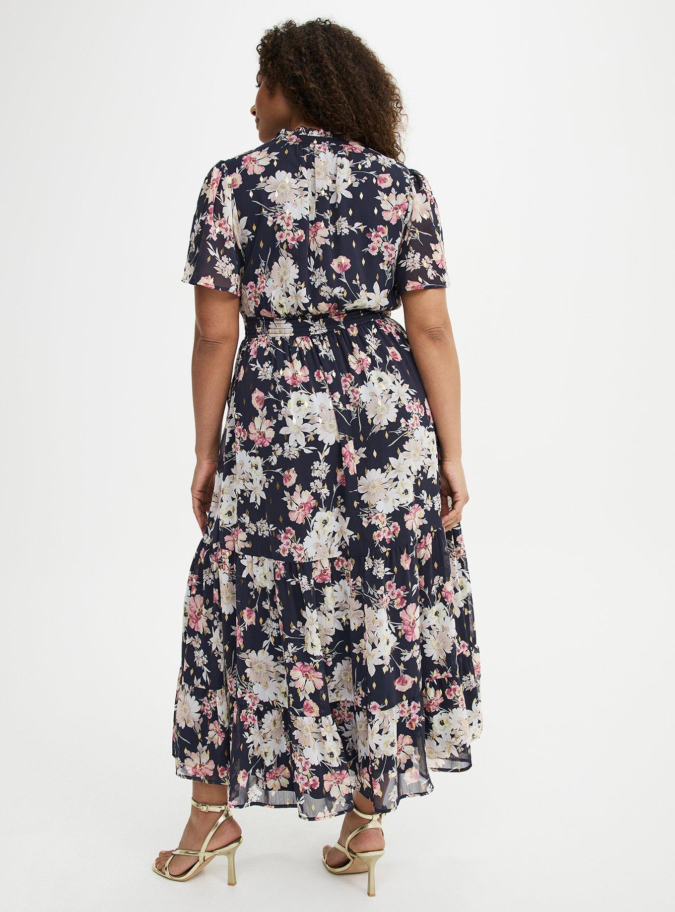 Ruffle Neckline Maxi Dress, WHIMSICAL DAISY FLORAL MULTI, alternate