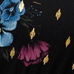 Ruffle Neckline Maxi Dress, TEIRED FLORAL BLACK, swatch