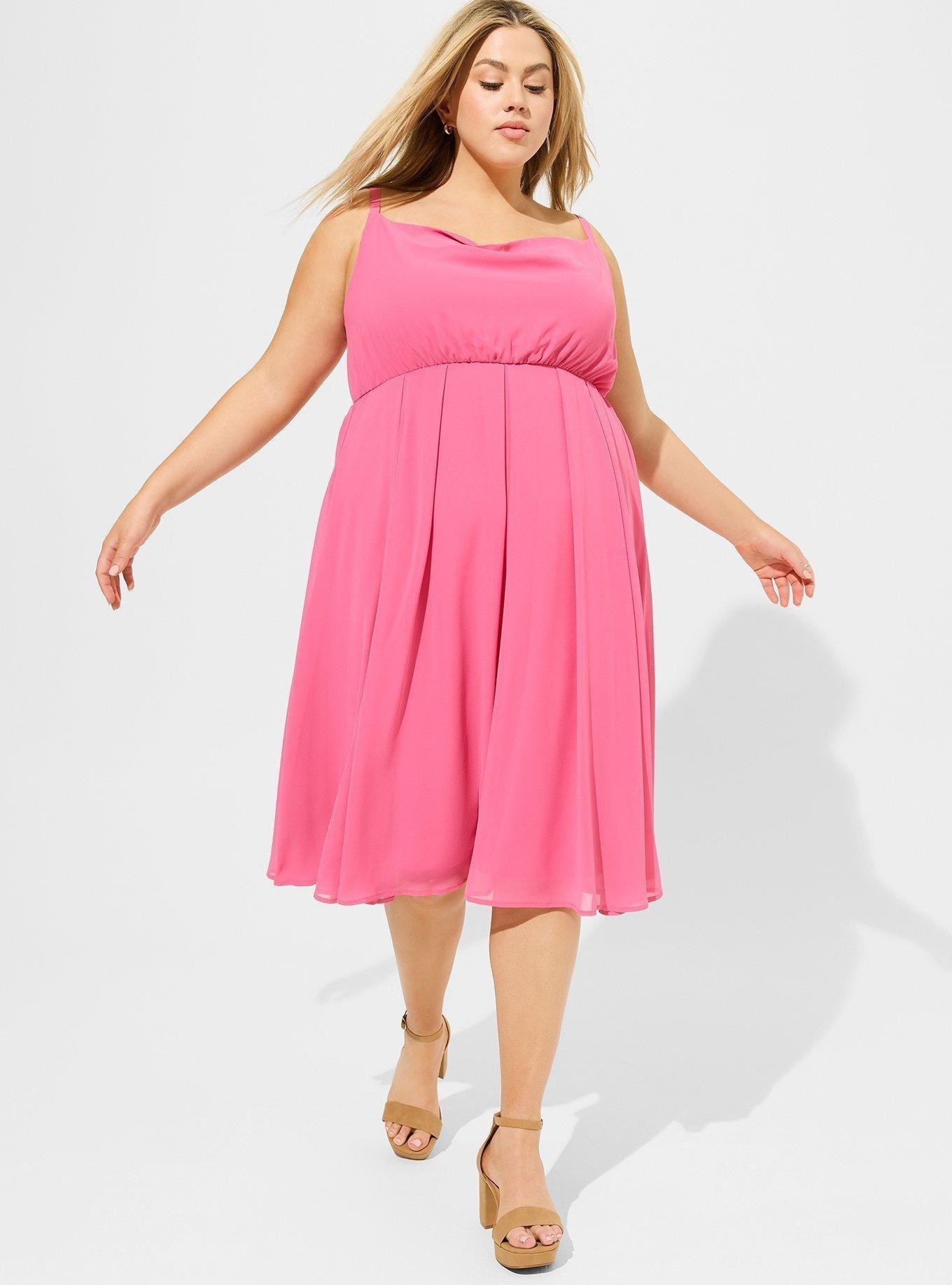 Plus Size - Maxi Chiffon Cowl Neck Pleated Dress - Torrid