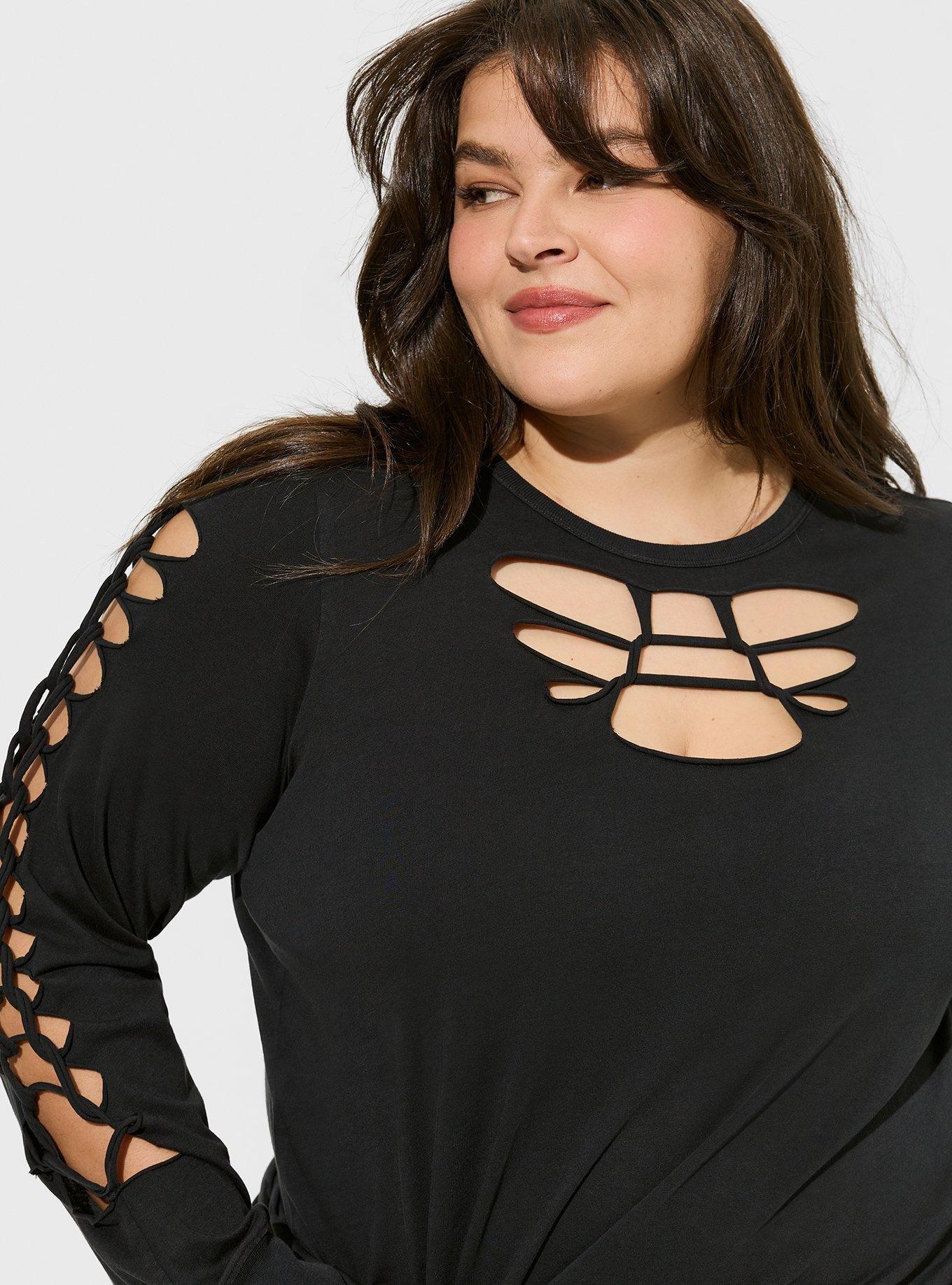 On The Plus Side - Jersey U-Neck Short Sleeve Tee - Plus