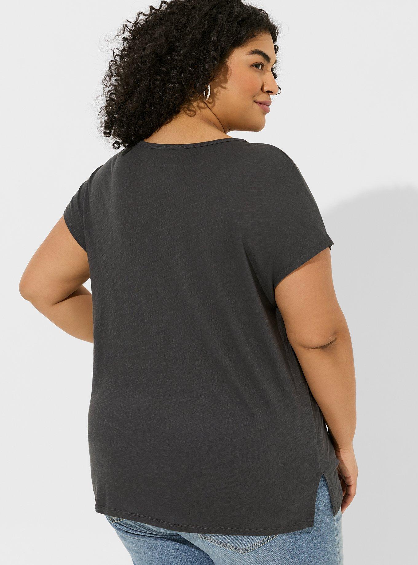 Mushroom Relaxed Cotton Slub V-Neck Dolman