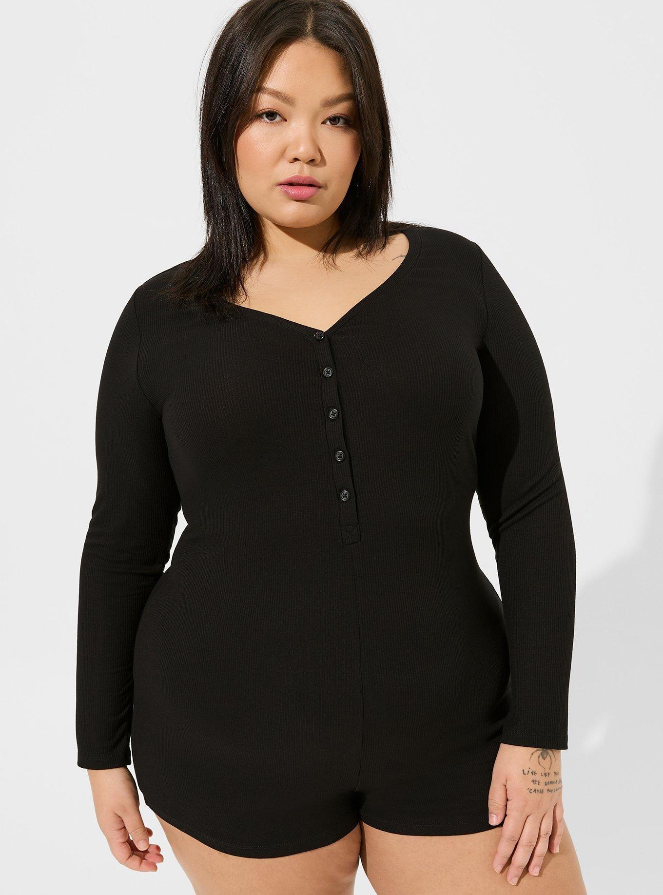 Shape Black Rib Underbust Long Sleeve Jumpsuit