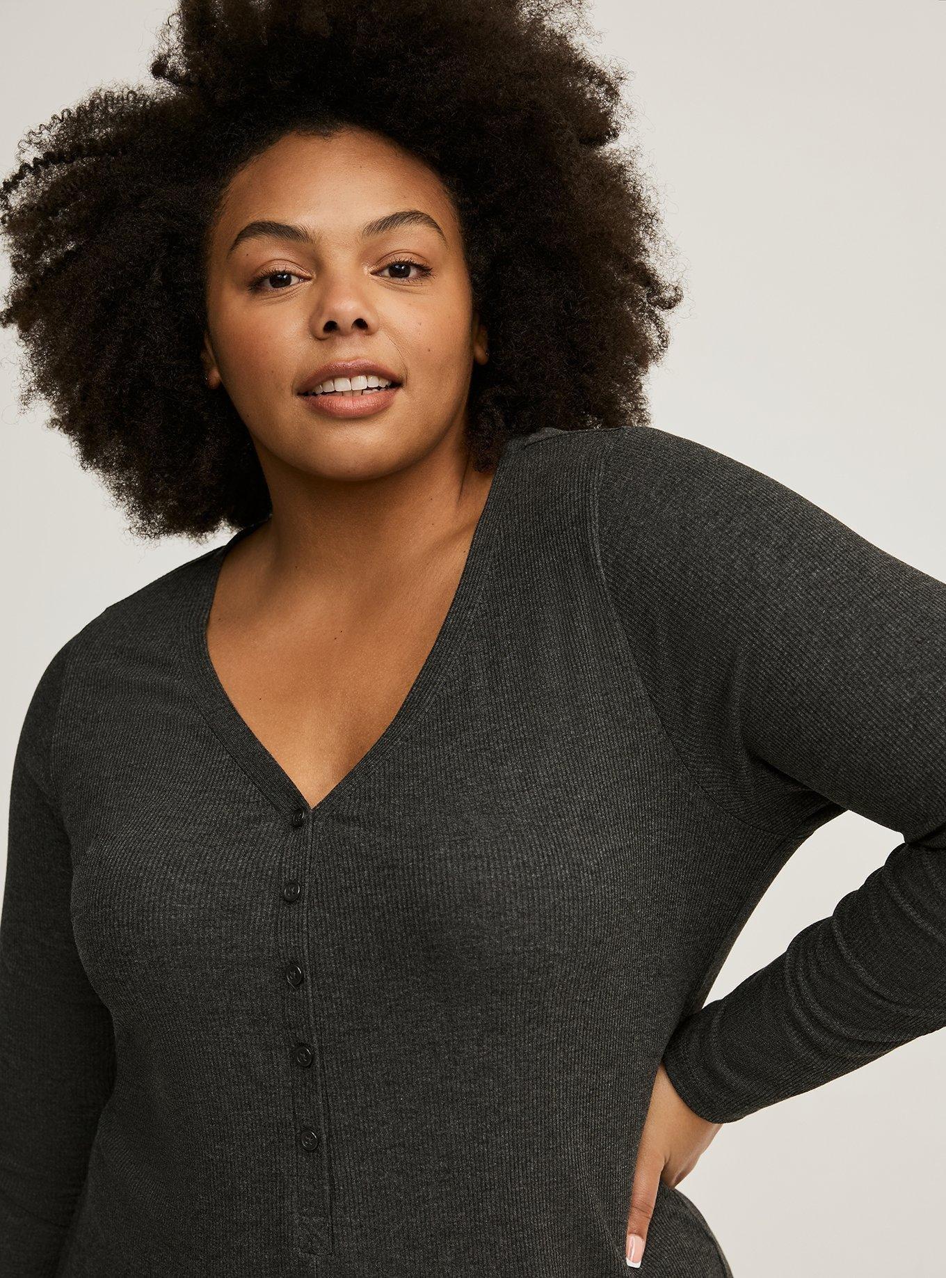 Super Soft Rib Henley Sleep Romper