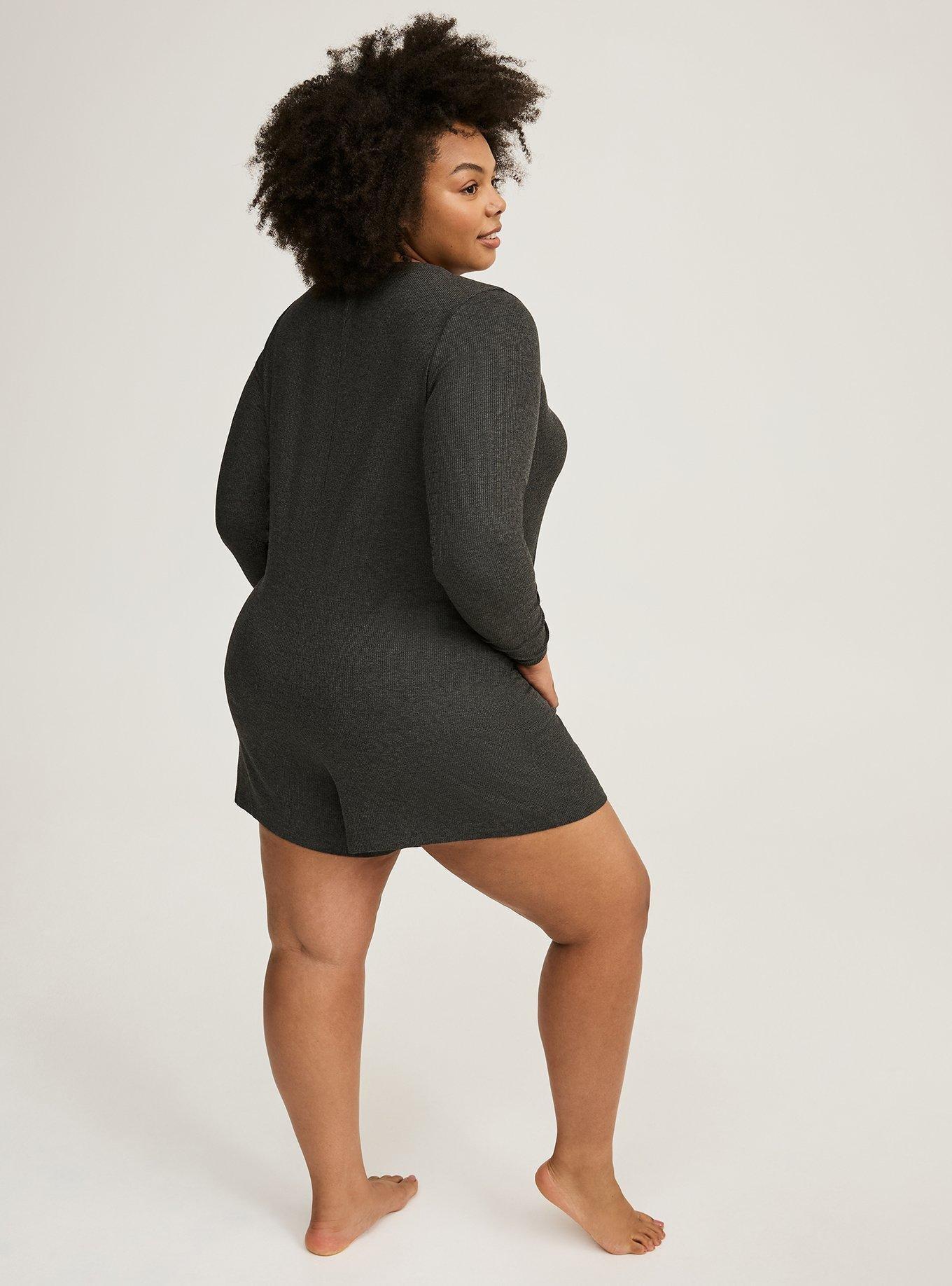 Super Soft Rib Henley Sleep Romper