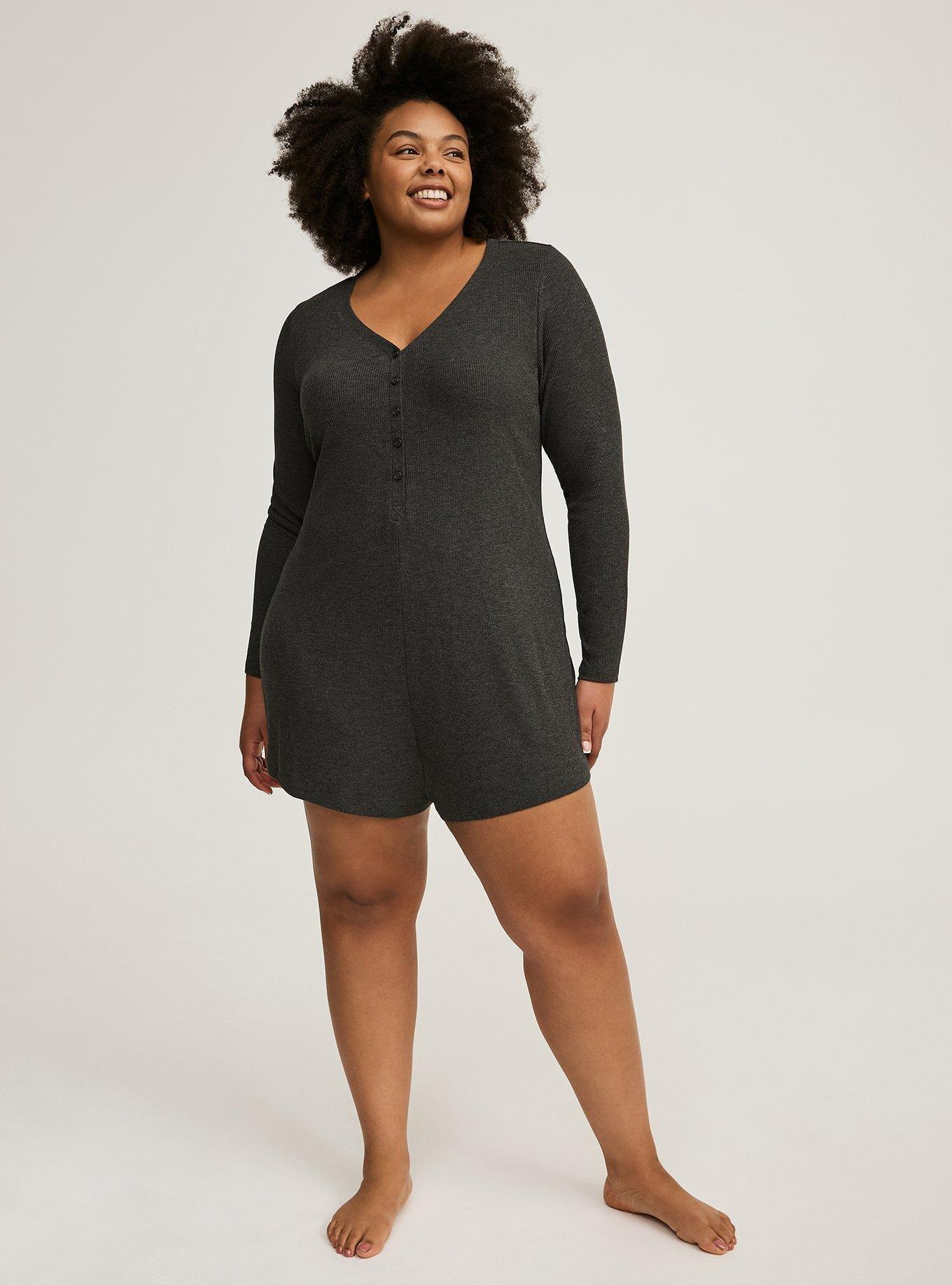 Super Soft Rib Henley Sleep Romper