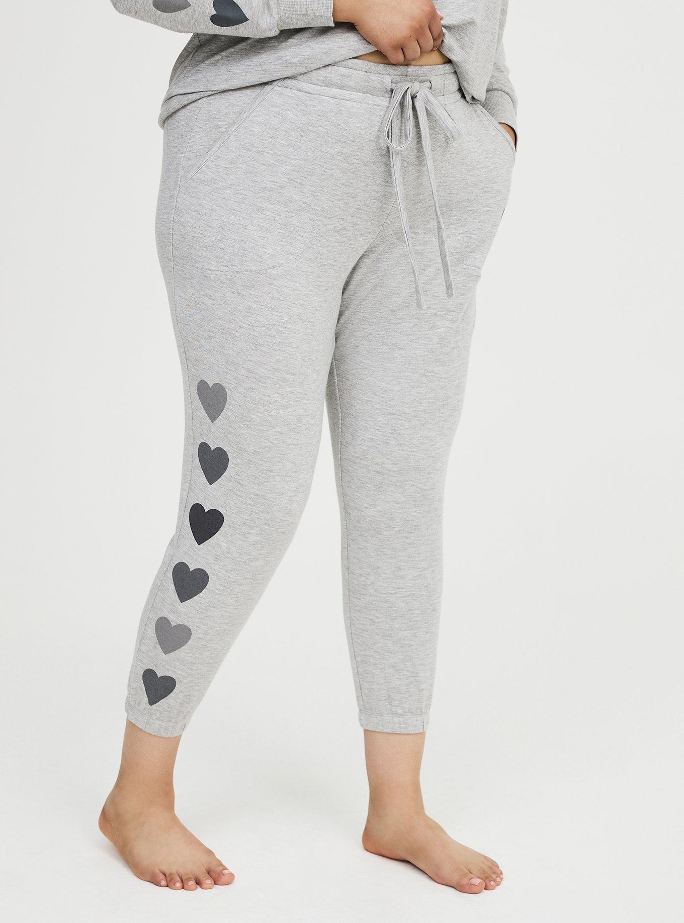 French Terry Crop Classic Lounge Jogger, SOFT HEART HEATHER GREY, alternate