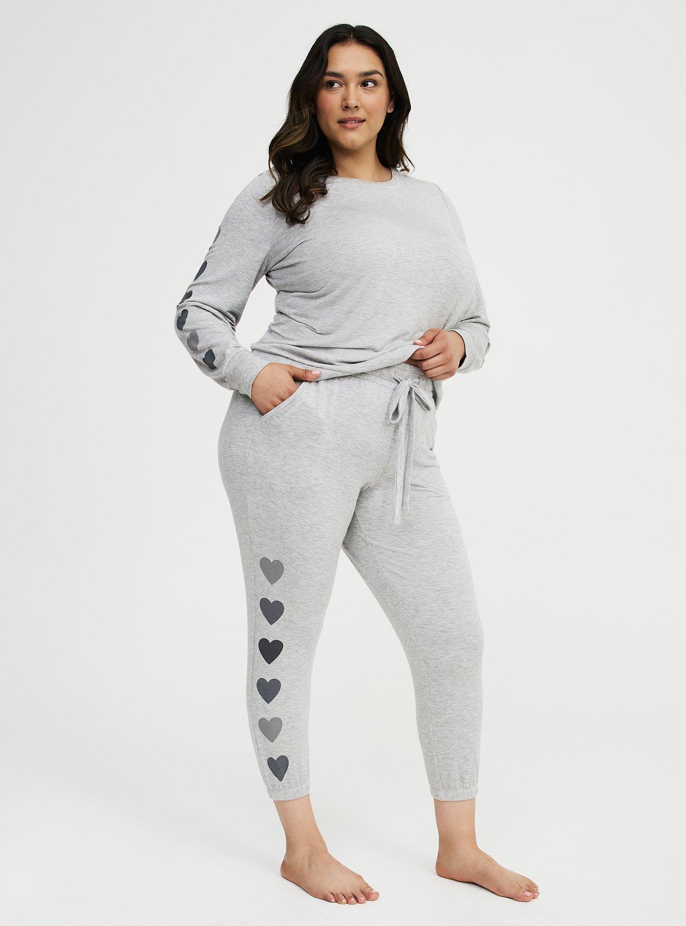 French Terry Crop Classic Lounge Jogger, SOFT HEART HEATHER GREY, hi-res