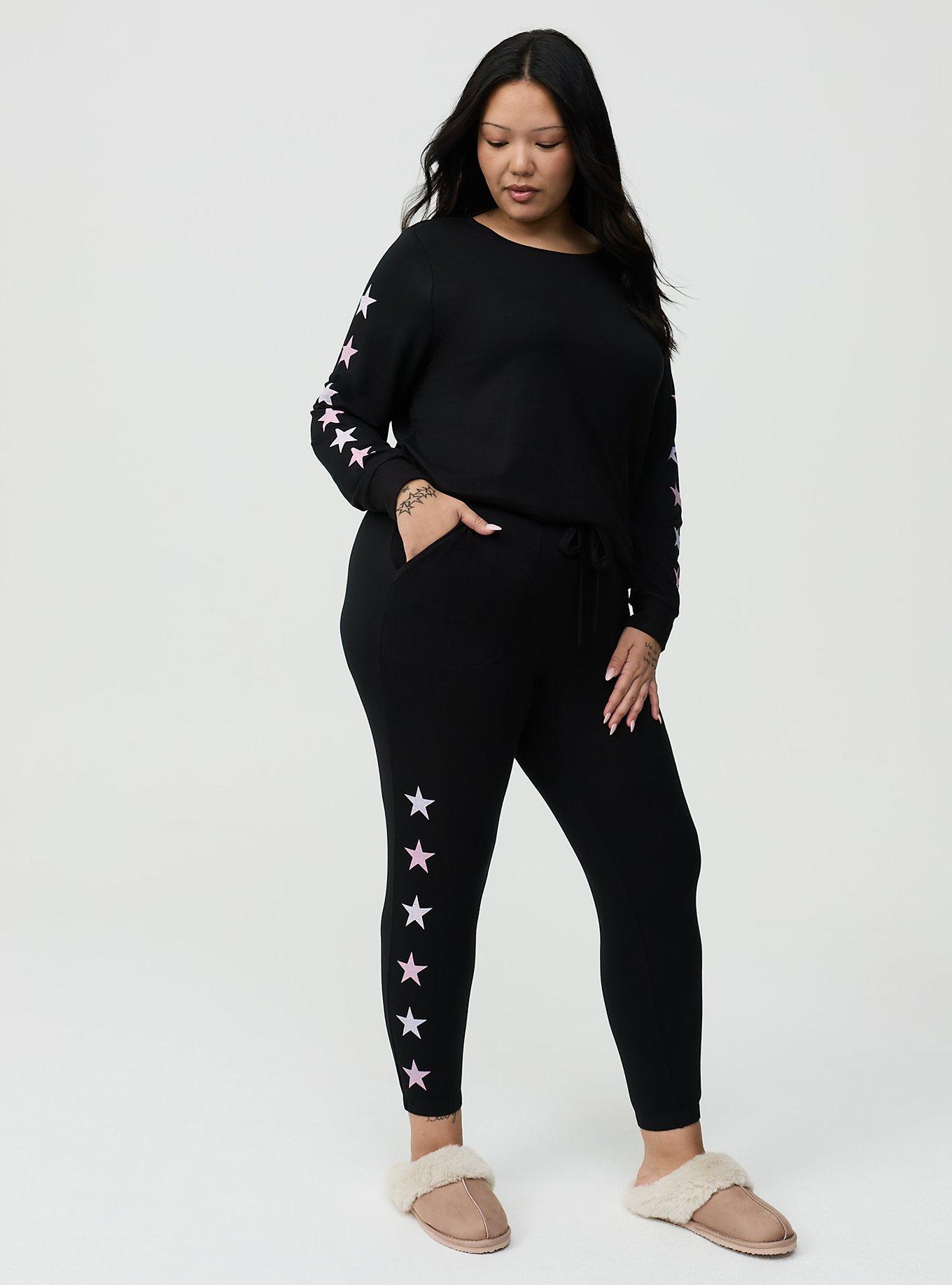 French Terry Crop Classic Lounge Jogger, PINK STARRY, hi-res