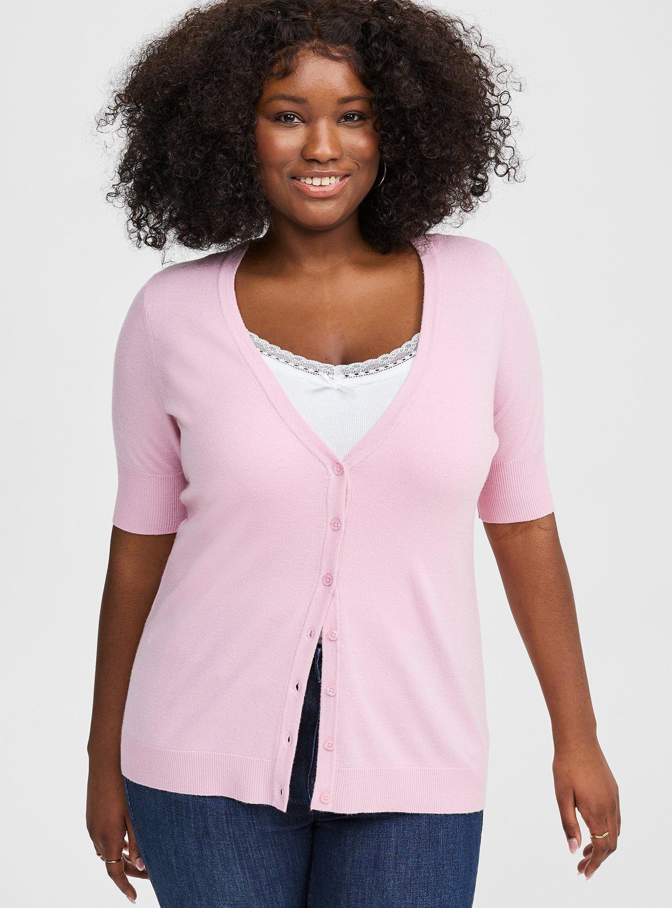 Plus size pink cardigan sweater hotsell