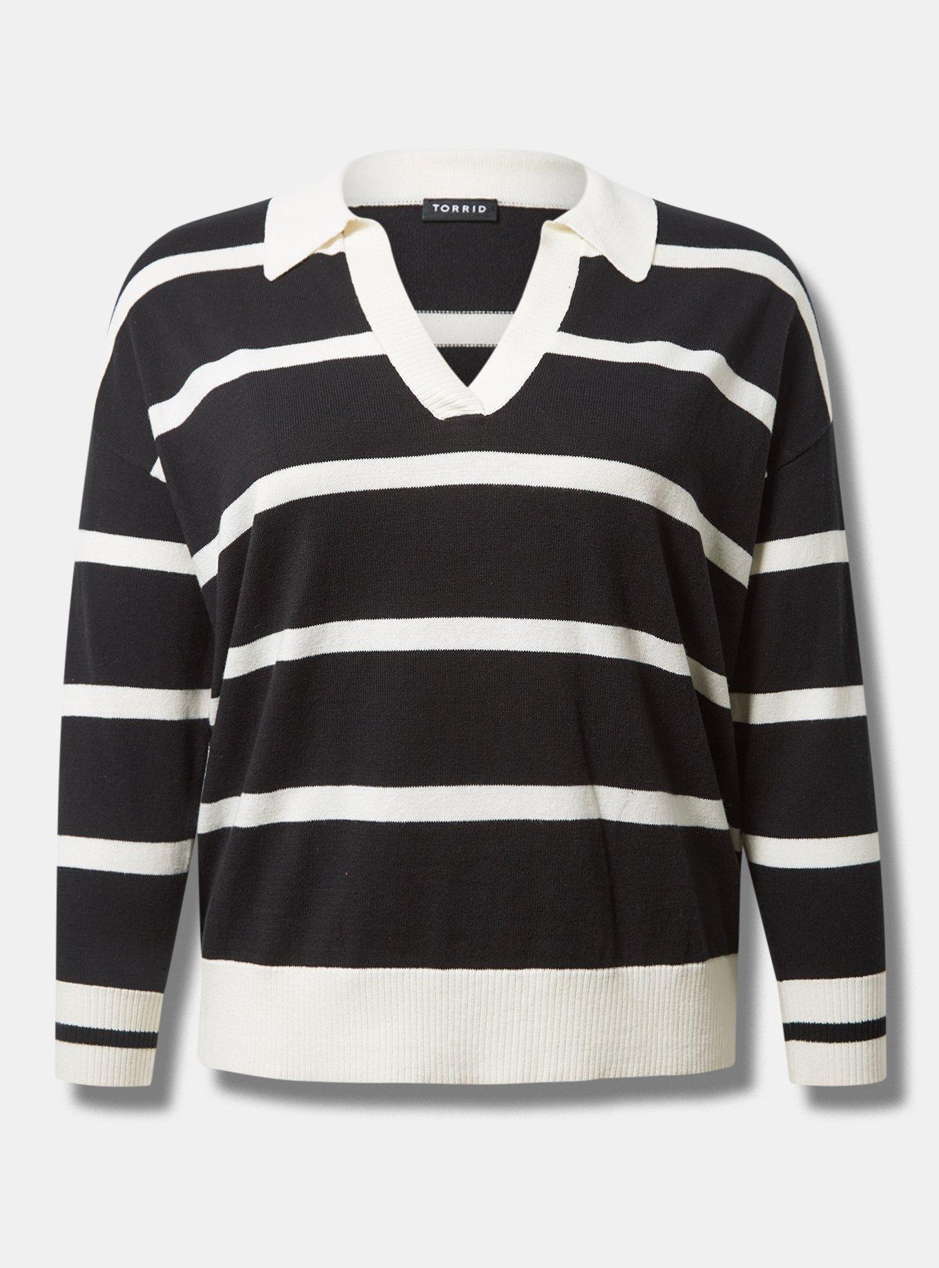 Cotton Pullover Collared V-Neck Sweater