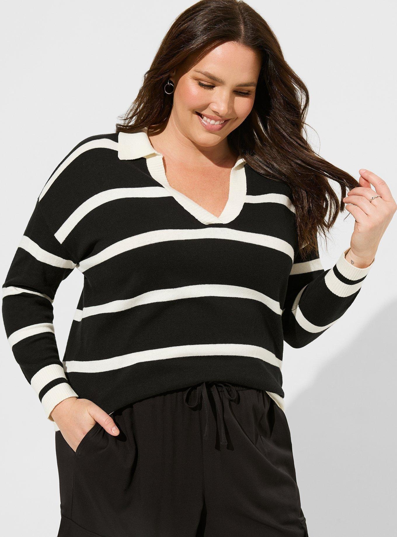 Plus Size - Cotton Pullover Collared V-Neck Sweater - Torrid
