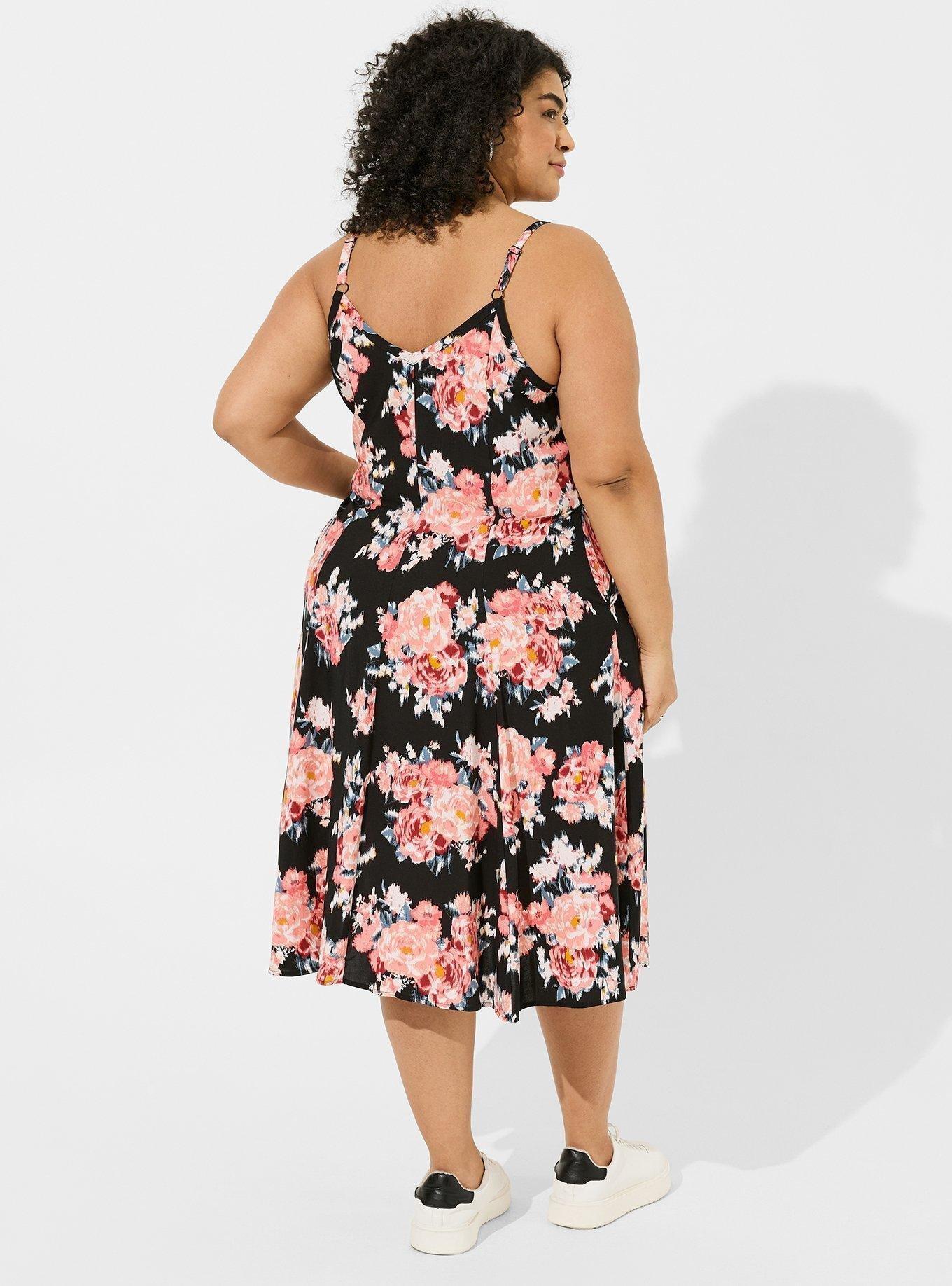 Plus Size - Midi Challis Sleeveless Trapeze Dress - Torrid