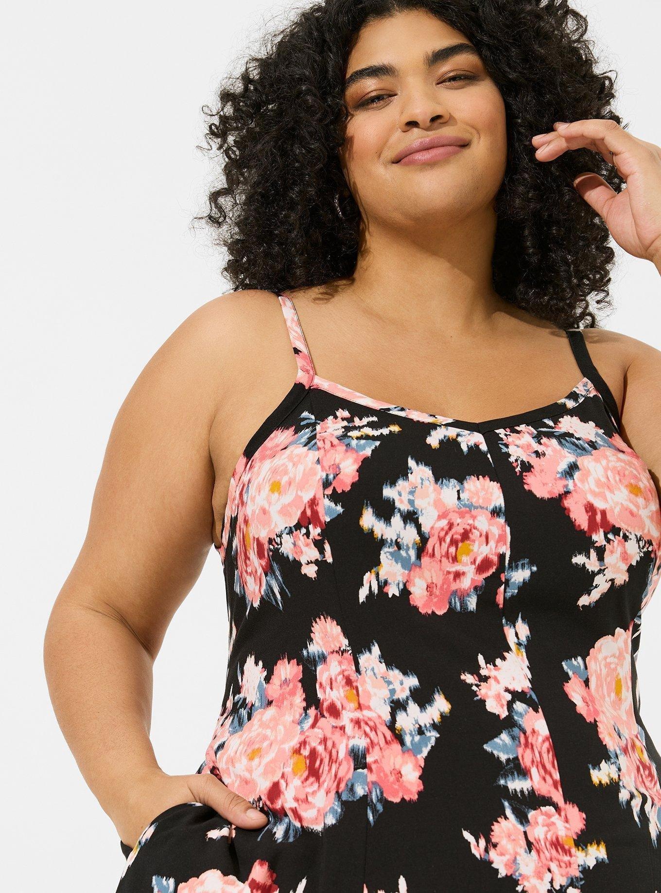 Plus Size - Black Floral Choker Gauze Trapeze Dress - Torrid