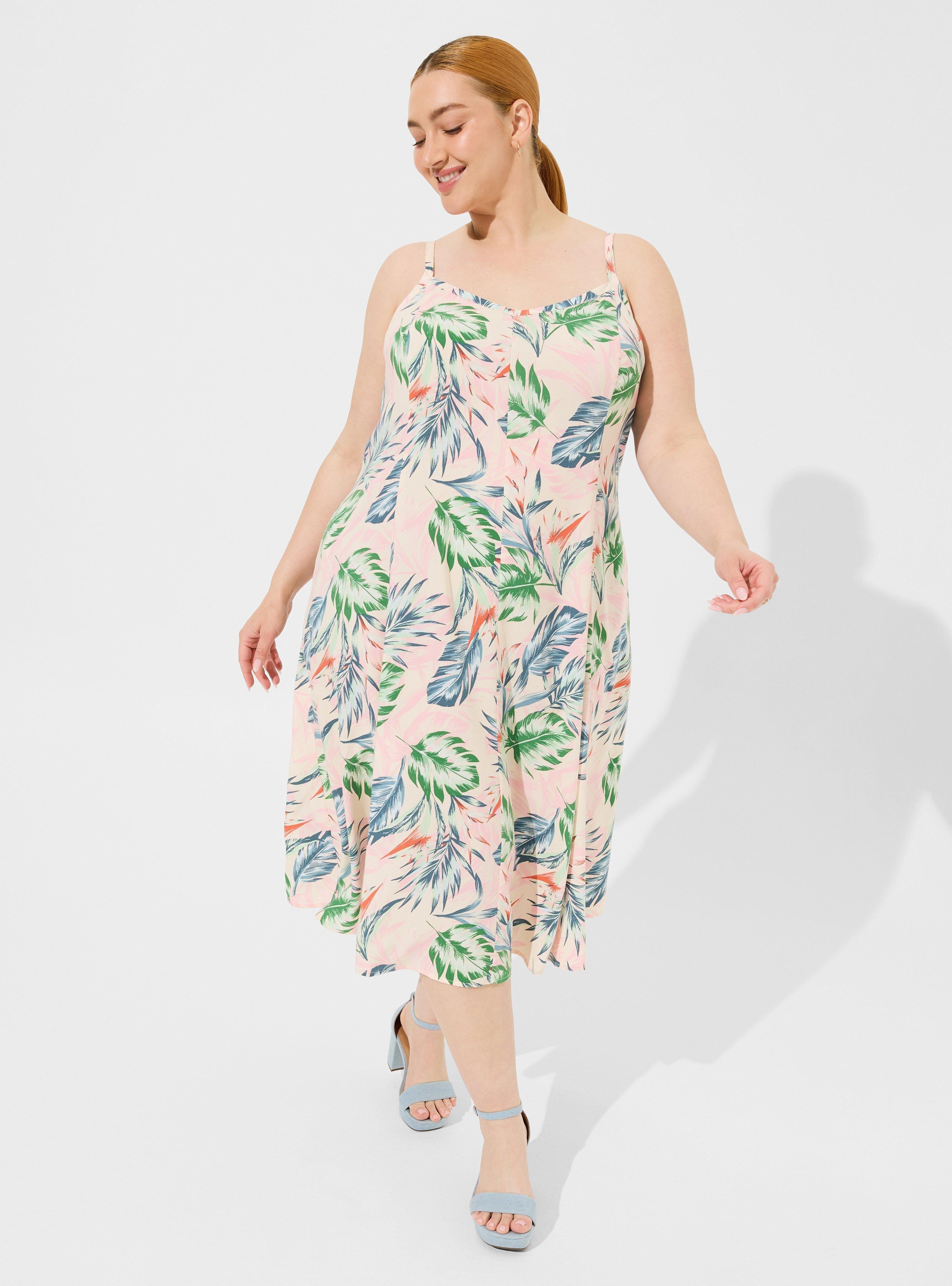 Plus Size - Midi Challis Sleeveless Trapeze Dress - Torrid