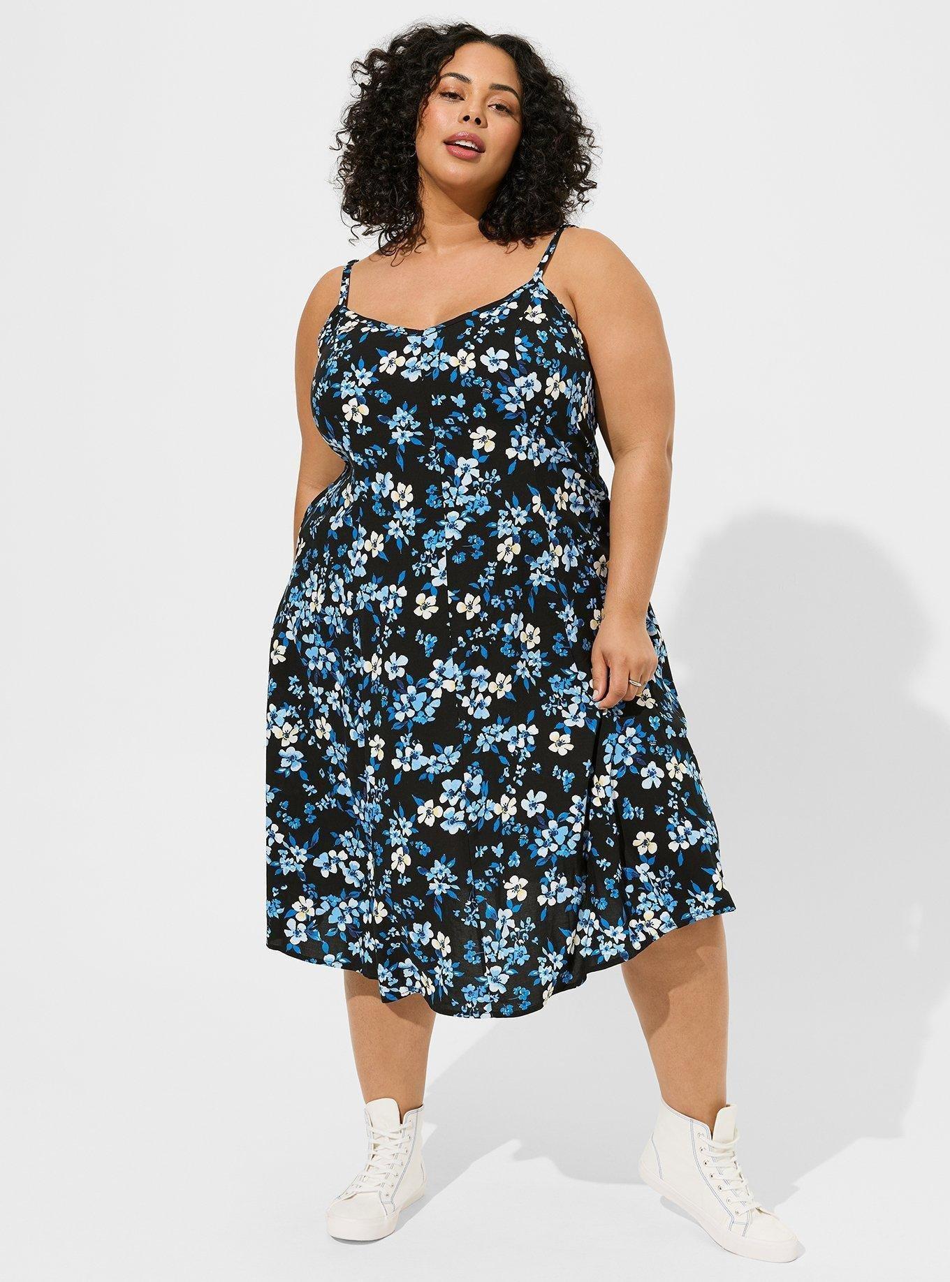 Plus Size - Midi Challis Sleeveless Trapeze Dress - Torrid