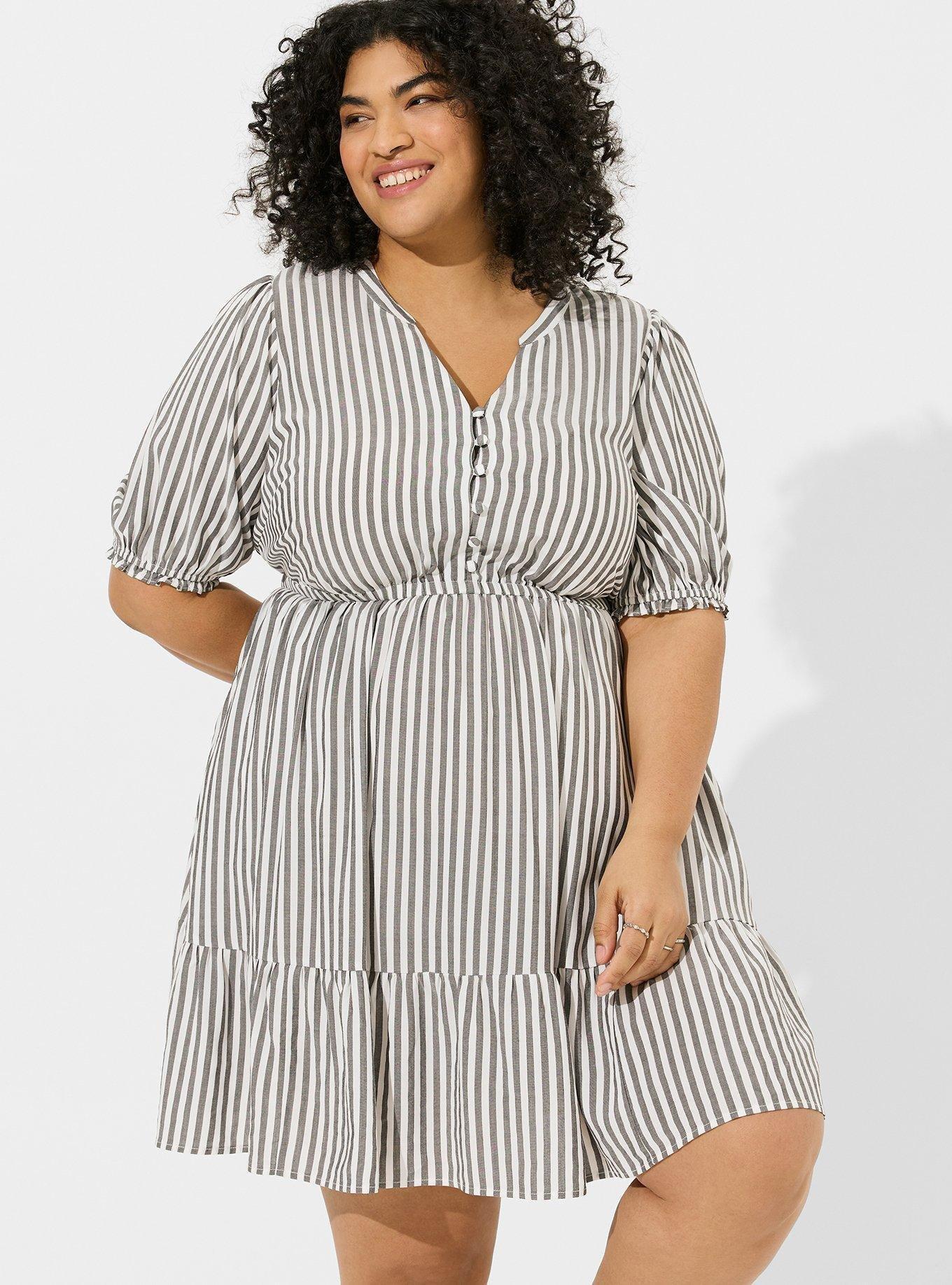 Plus Size - Mini Challis Shirred-Front Skater Dress - Torrid