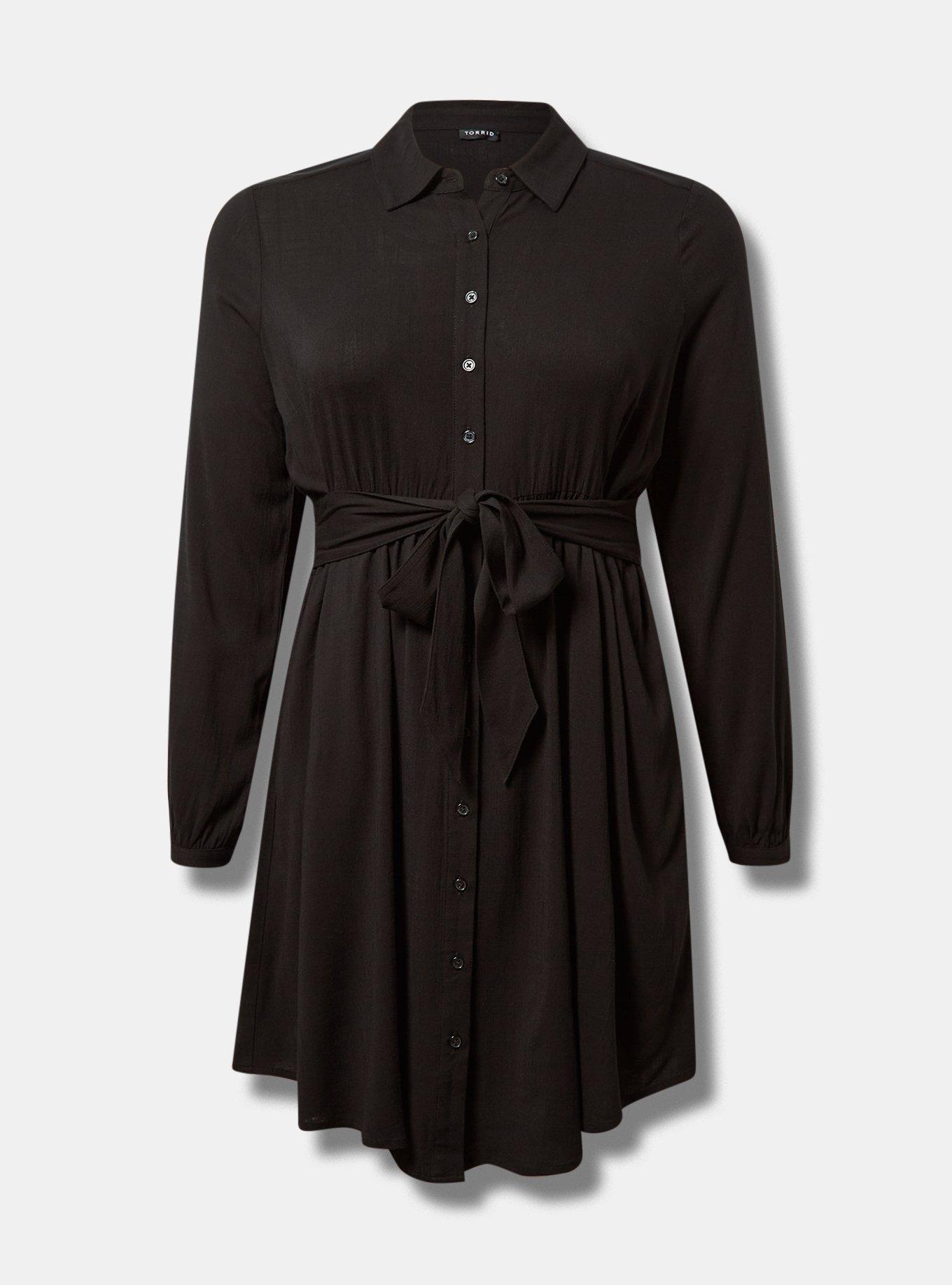 Mini Rayon Slub Button Down Shirtdress