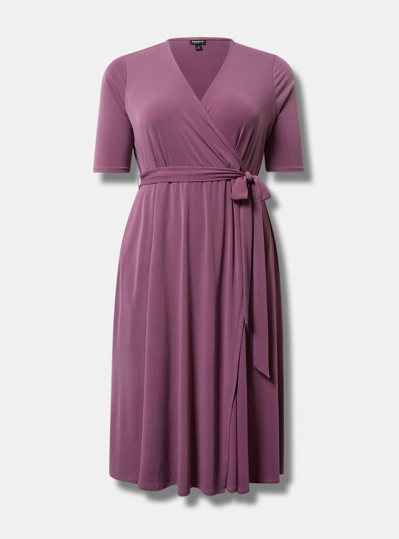 Surplice Wrap Midi Dress, BERRY CONSERVE, flat