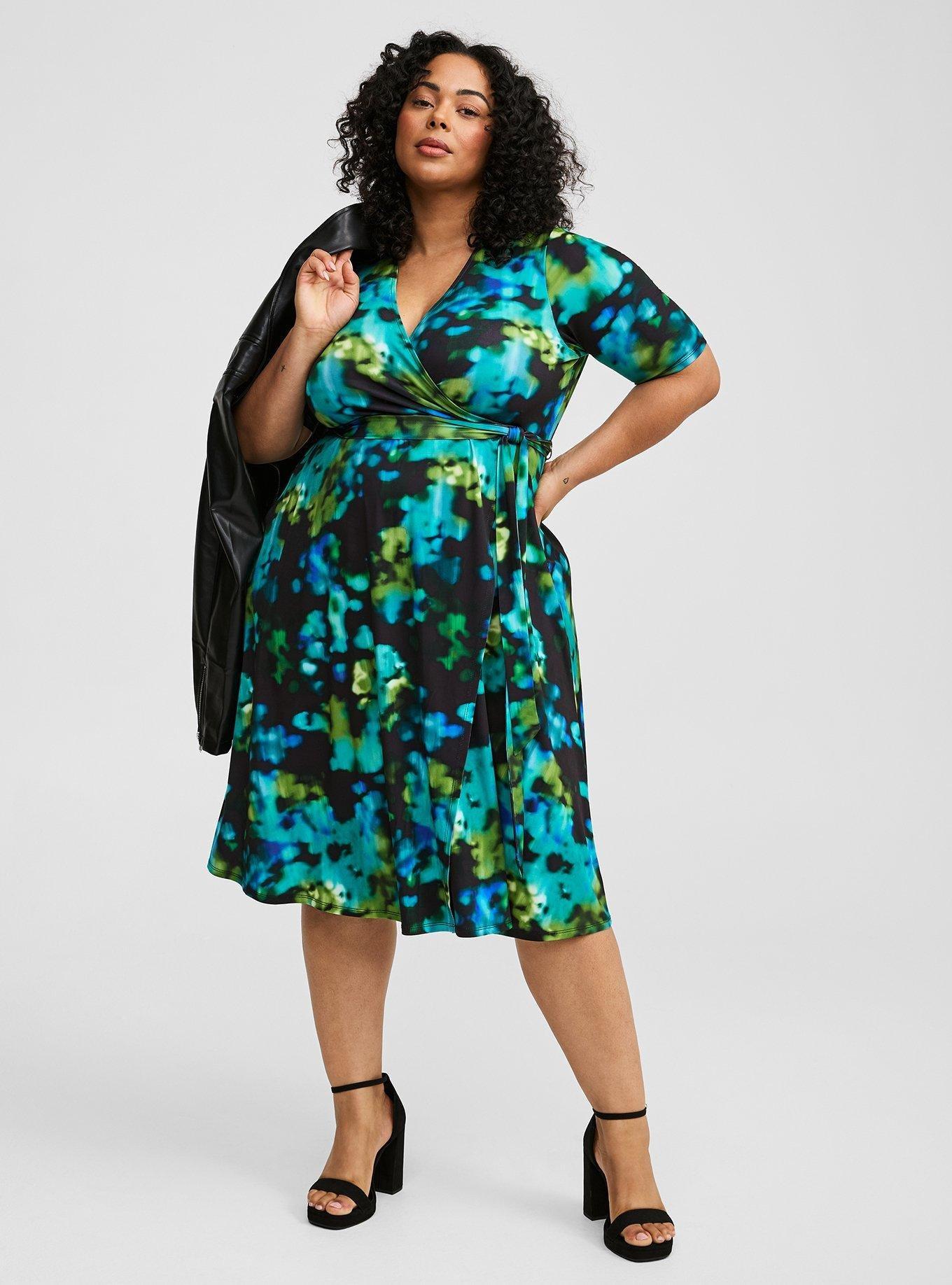 Plus Size Midi Studio Knit Surplice Wrap Dress Torrid