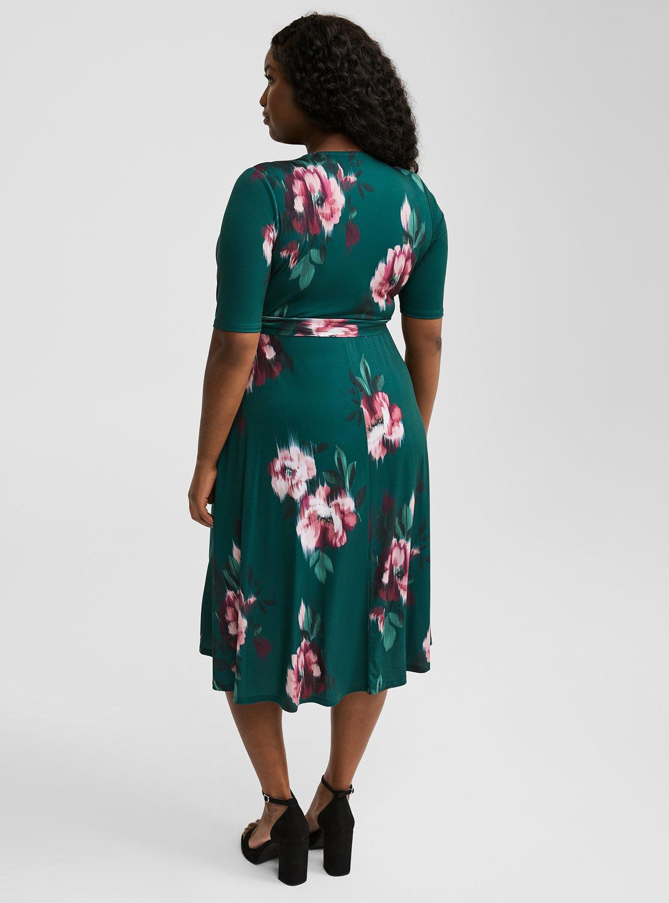 Surplice Wrap Midi Dress