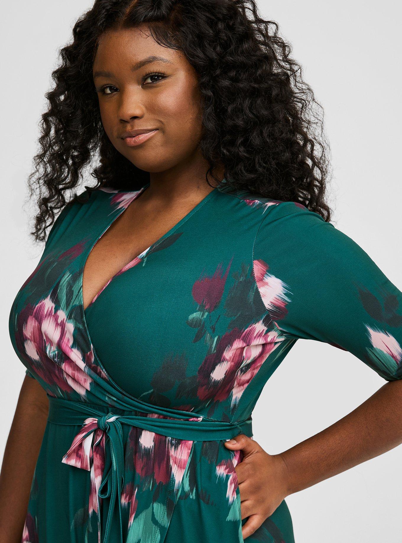 Surplice Wrap Midi Dress