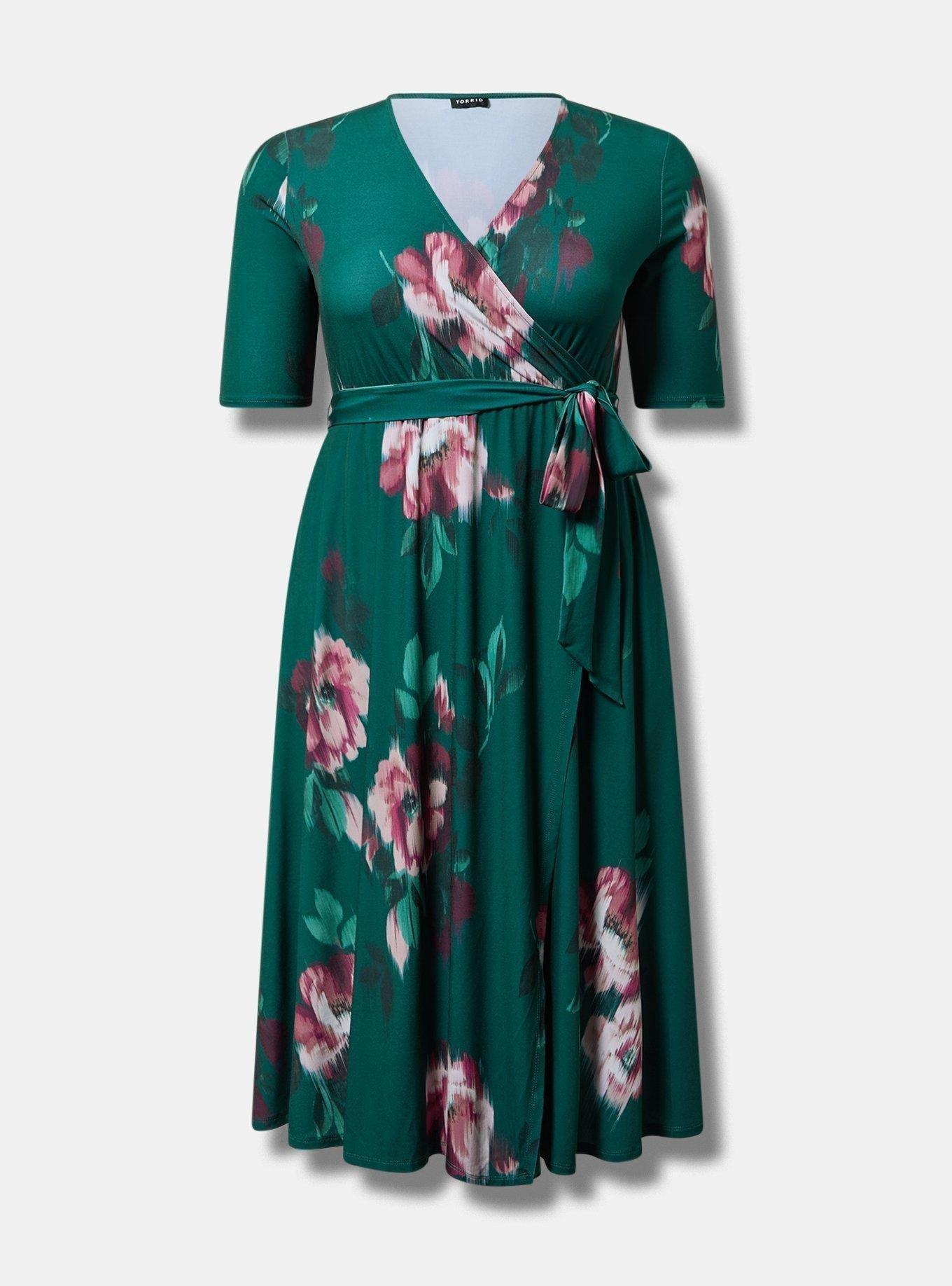 Surplice Wrap Midi Dress
