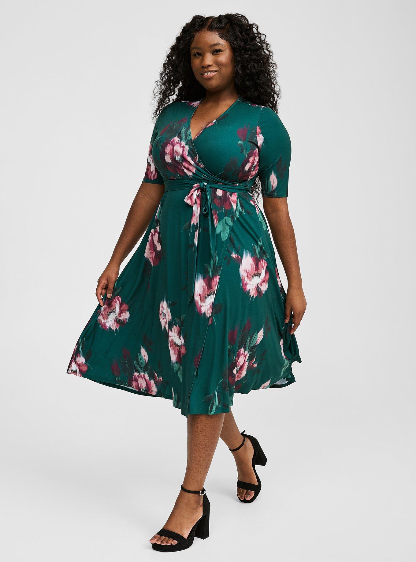 Surplice Wrap Midi Dress