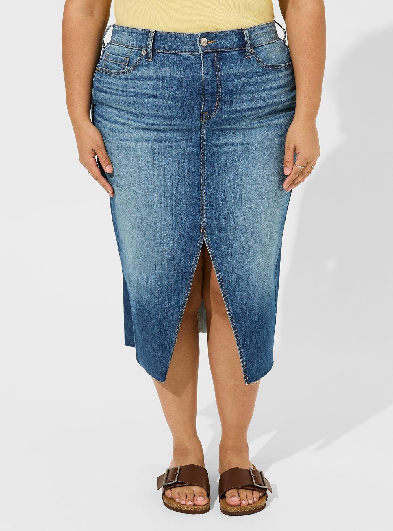 Maxi Denim Slit Front Skirt