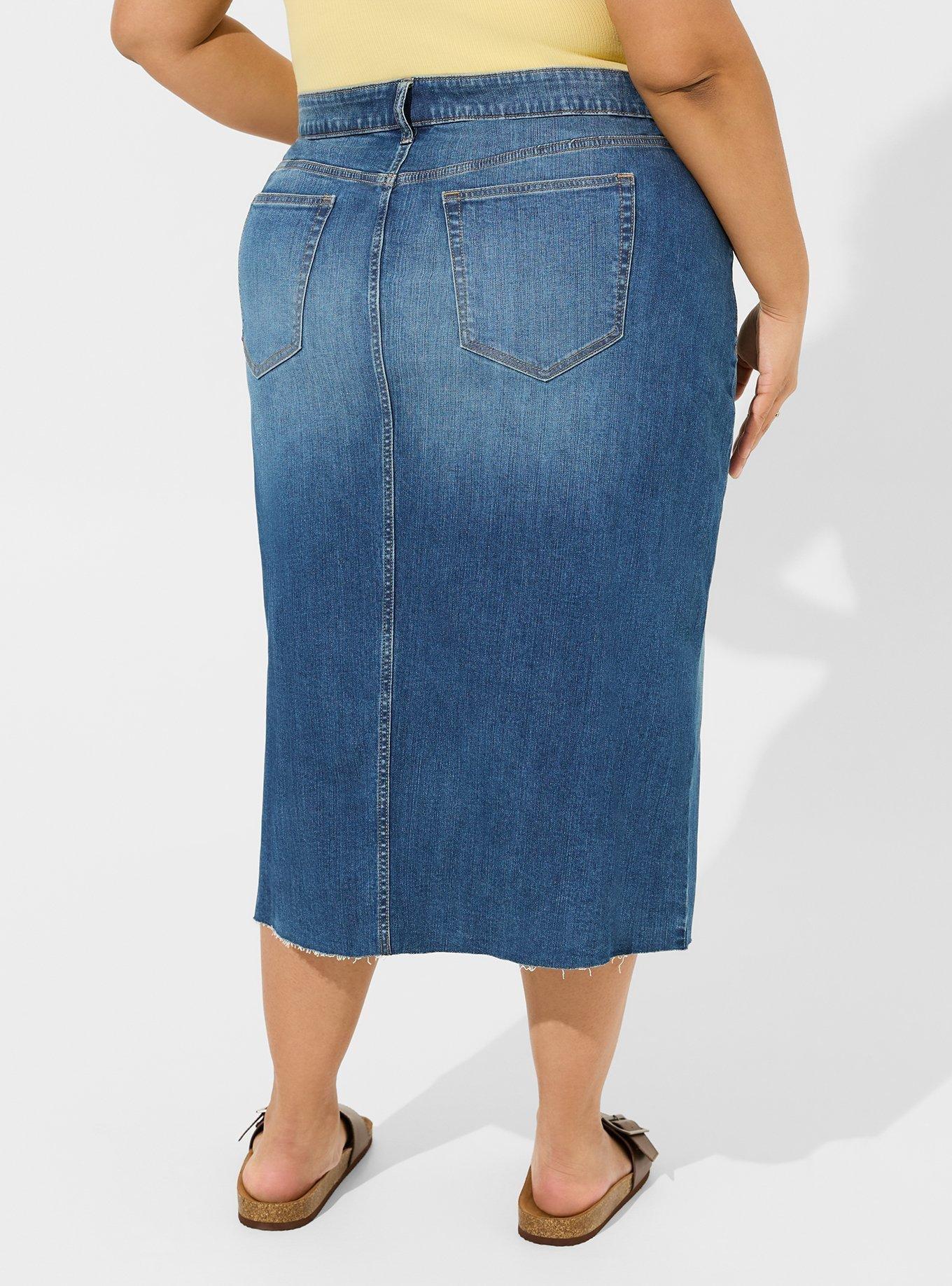 Maxi Denim Slit Front Skirt