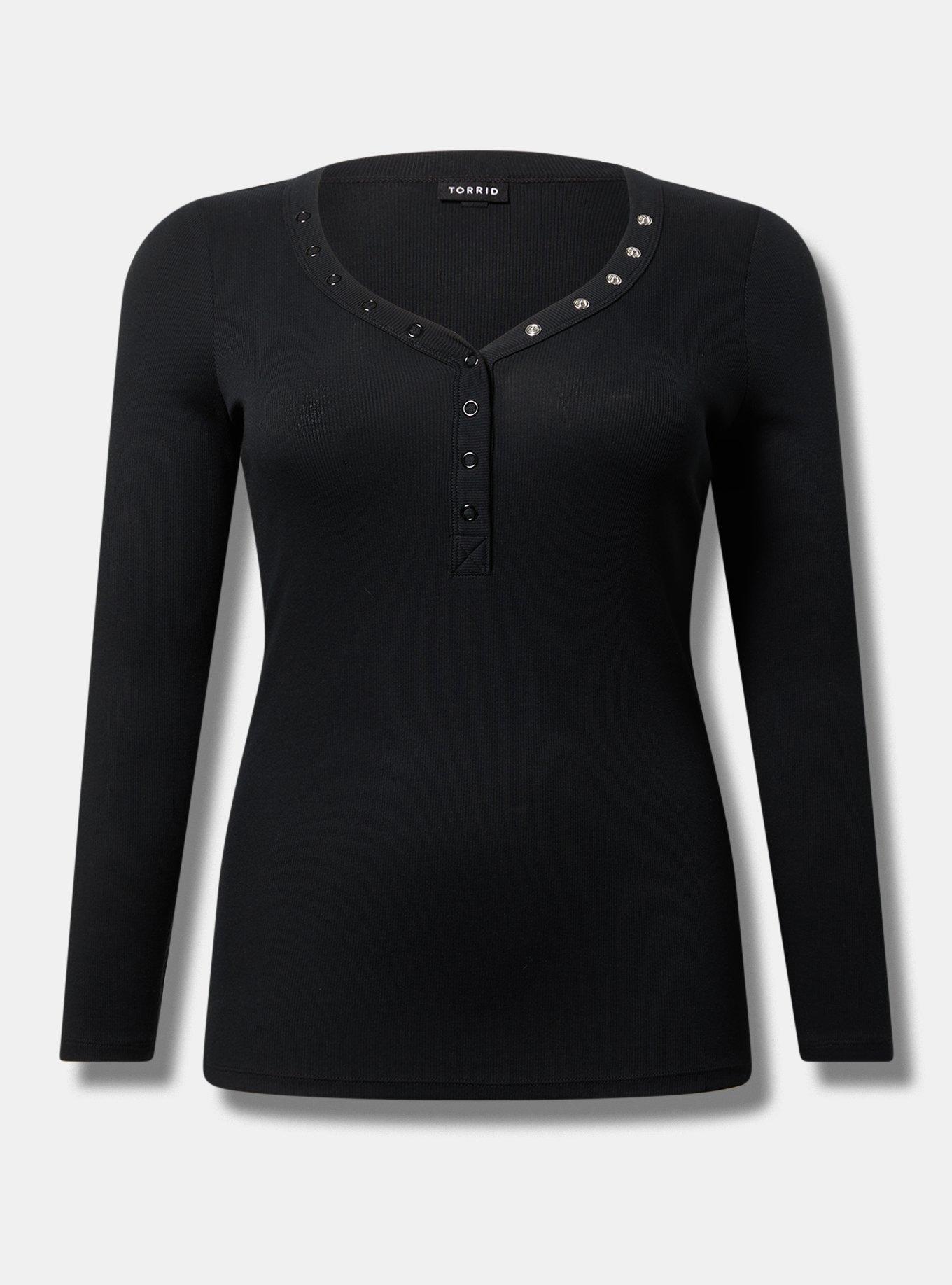 Ribbed V-Neck Long Sleeve Top