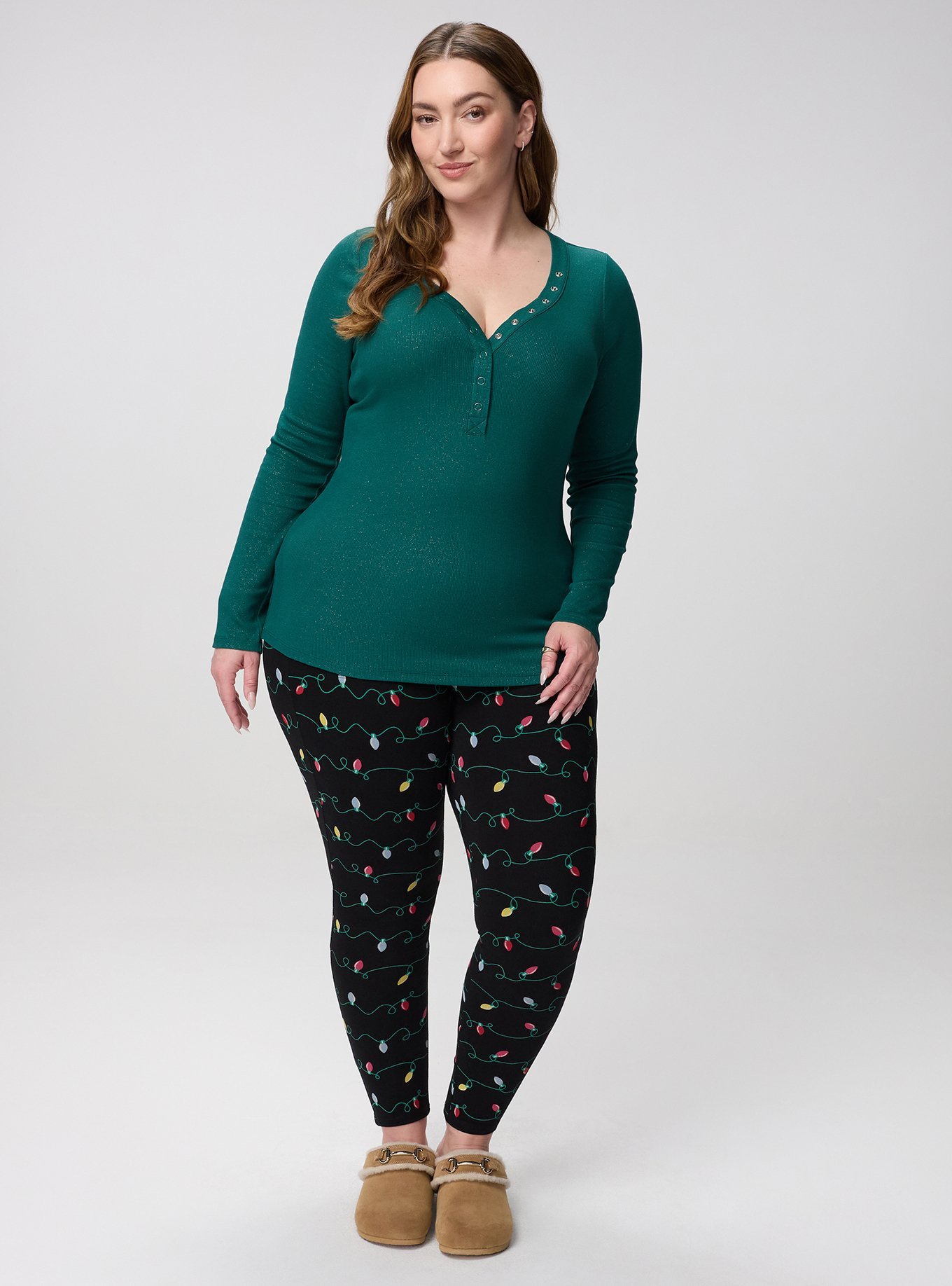 Cotton Modal Rib Curved Henley LS Top, BOTANICAL GARDEN, alternate